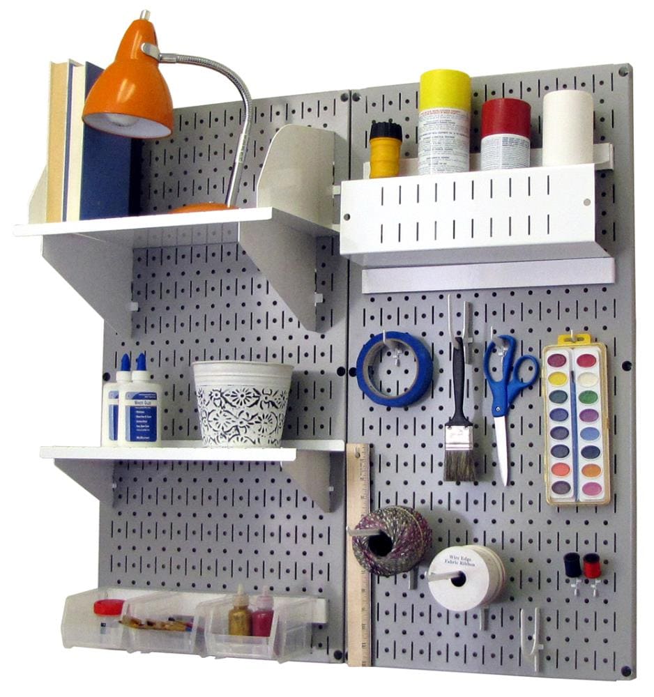Garage Storage Shelves & Hooks for Workshop Wall Control Pegboard Shelf Shop 