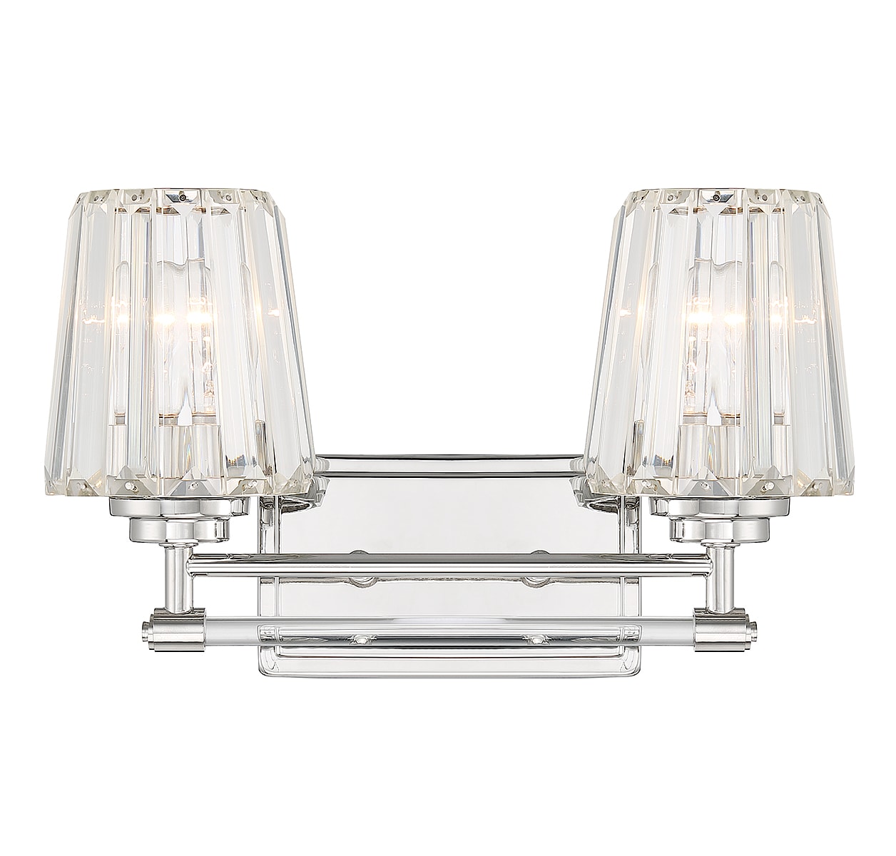 Polished Nickel 2-Light Vanity with Clear Crystal Shades