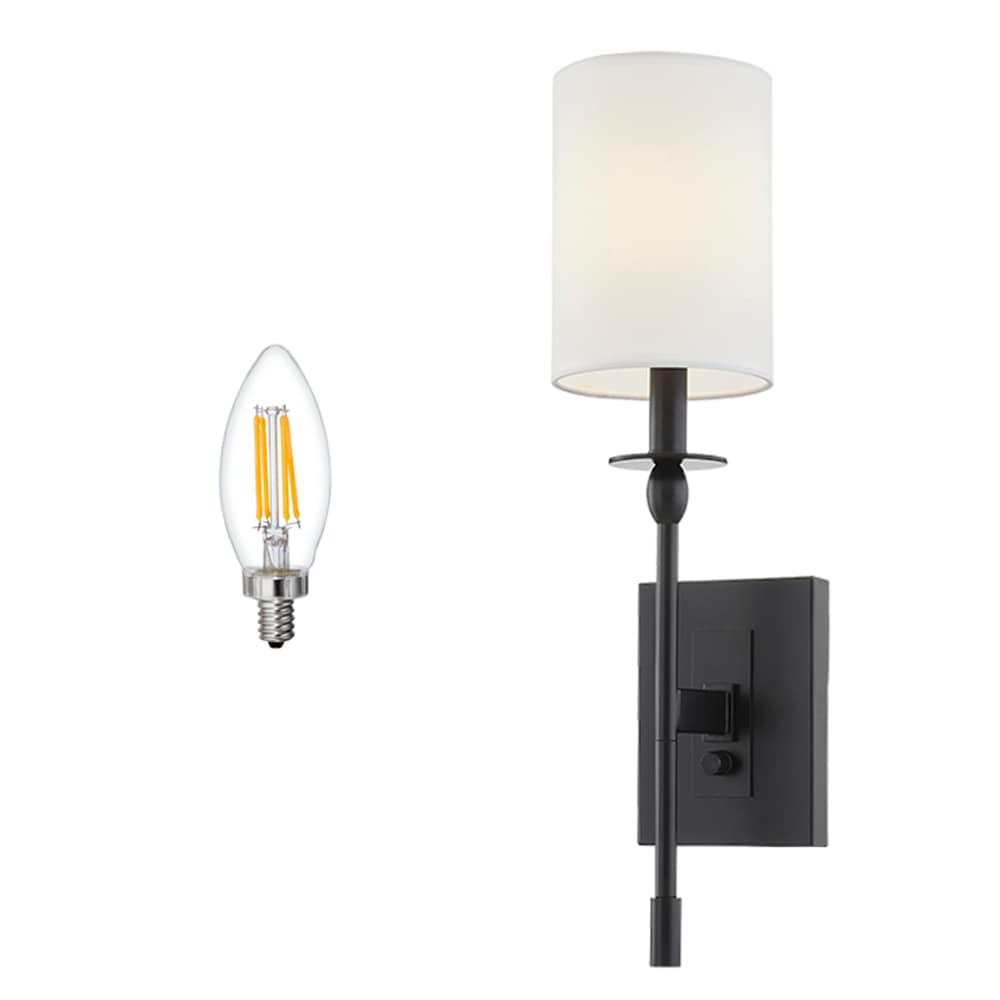 allen + roth  Newham 5.13-in W 1-Light Matte Black Transitional Wall Sconce Collection