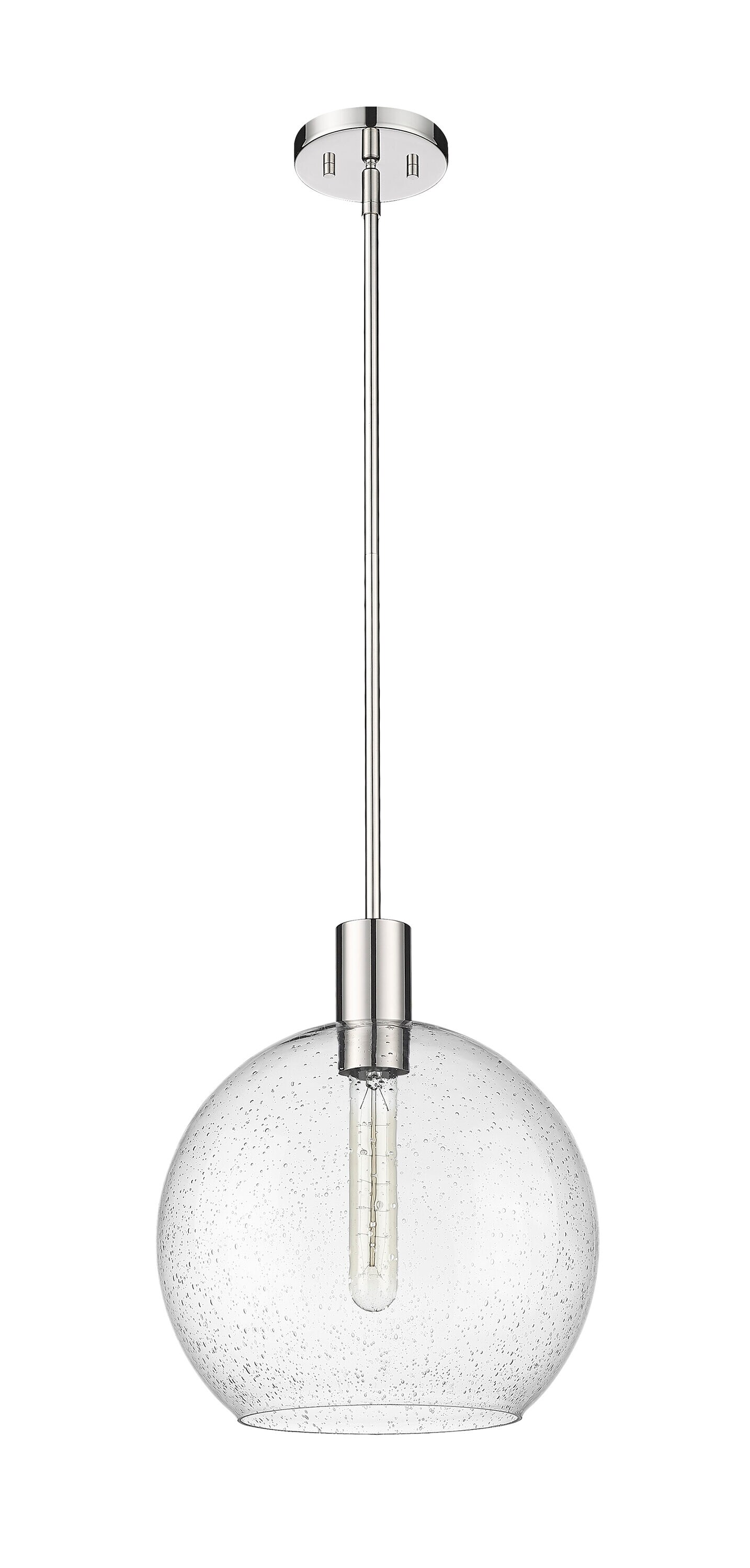 Sleek Mid-Century Modern Polished Nickel Globe Pendant