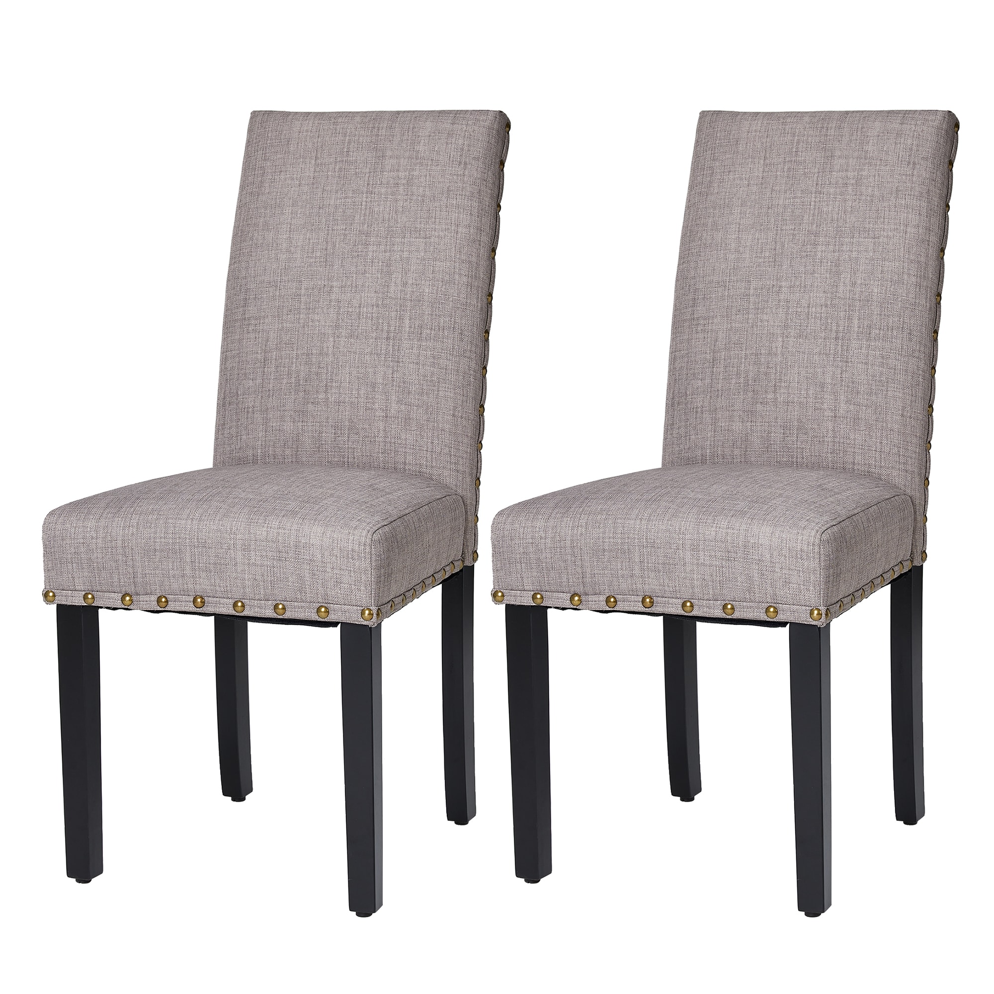 Glitzhome 2000600007 Set of 2 Traditional Polyester/Polyester Blend Upholstered Dining Side Chair (Wood Frame)