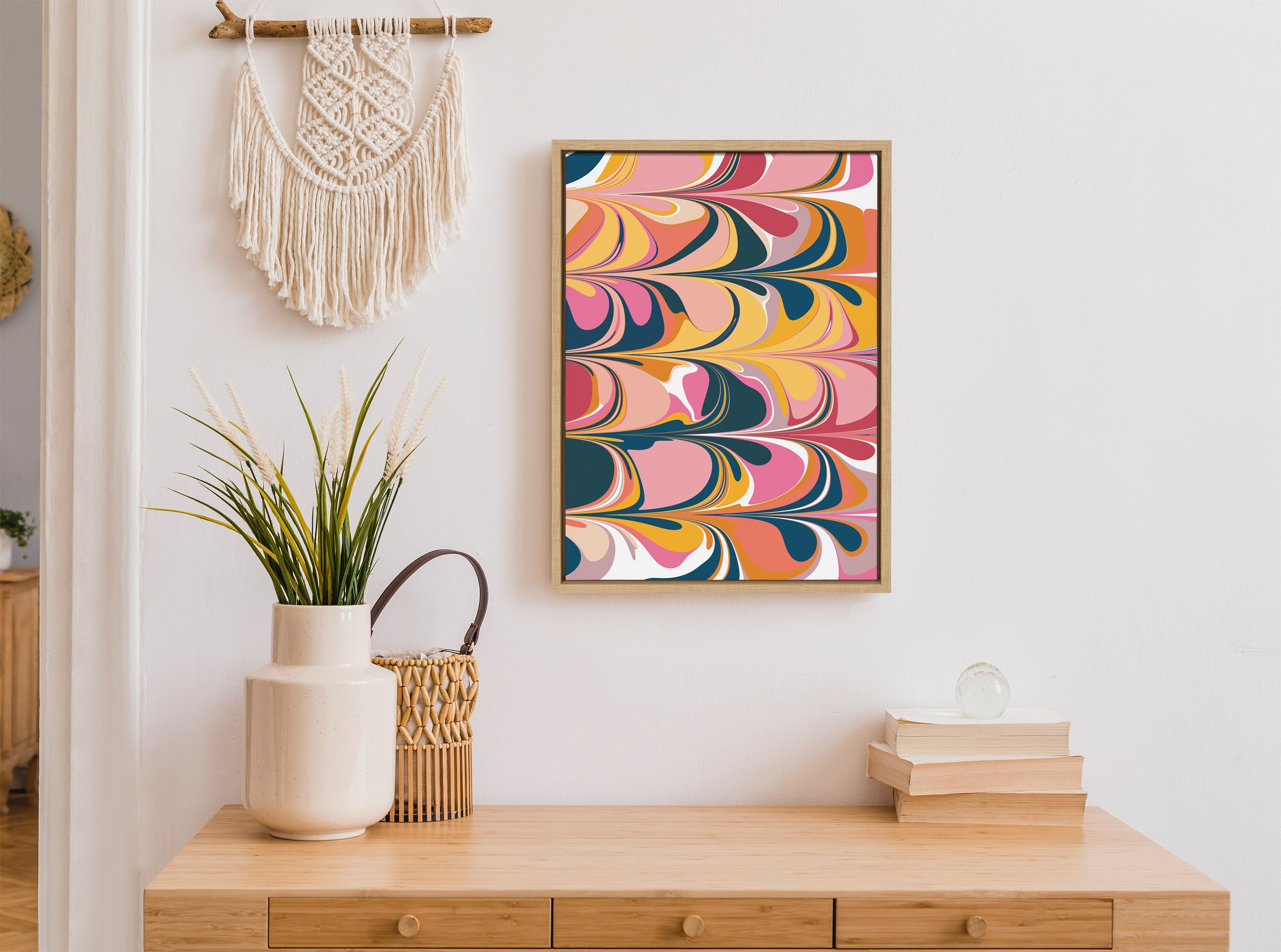 Kate and Laurel Colorful Swirls Apricot + Birch (Beth Vassalo) Brown ...