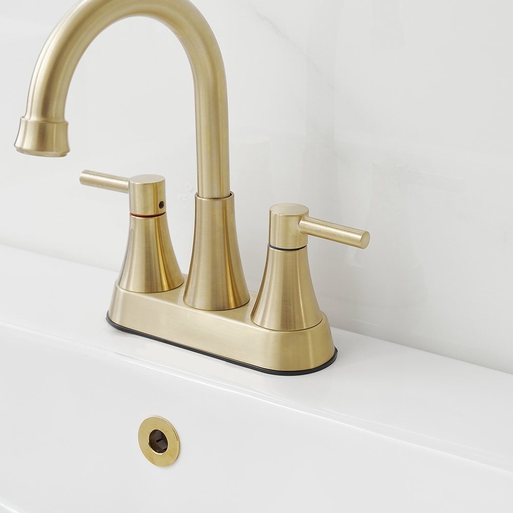 BWE Brushed Gold 4-in centerset 2-Handle Bathroom Sink Faucet with ...