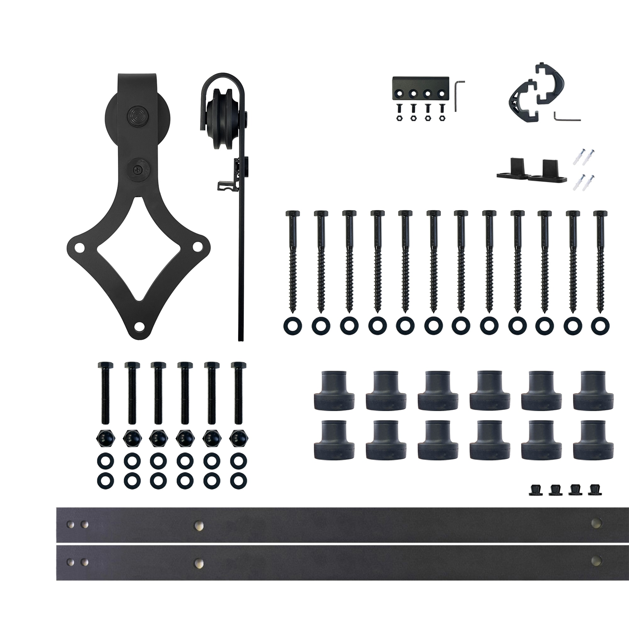 HOMACER LX1TGH192C 192-in Rustic black Black Indoor Diamond Single Barn door hardware kit