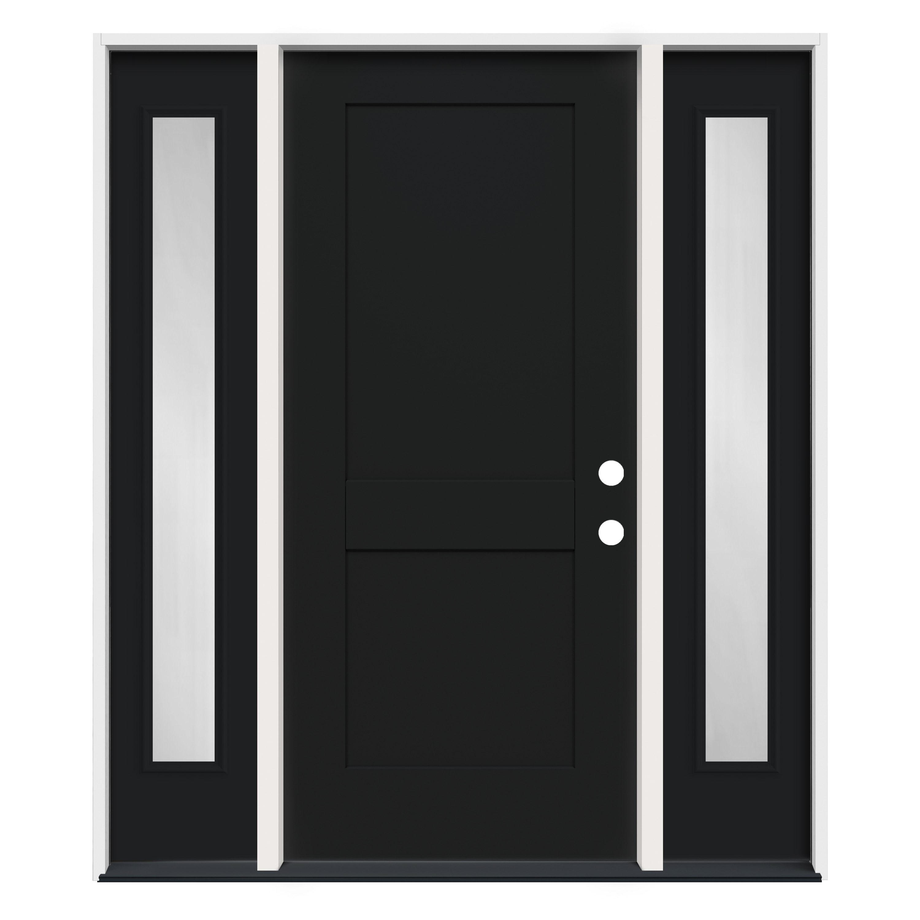 RELIABILT LO1049618 60-in x 80-in x 4-5/8-in Steel Full lite Right-hand inswing Peppercorn Paint Painted Prehung Front Door with Sidelights Insulating core