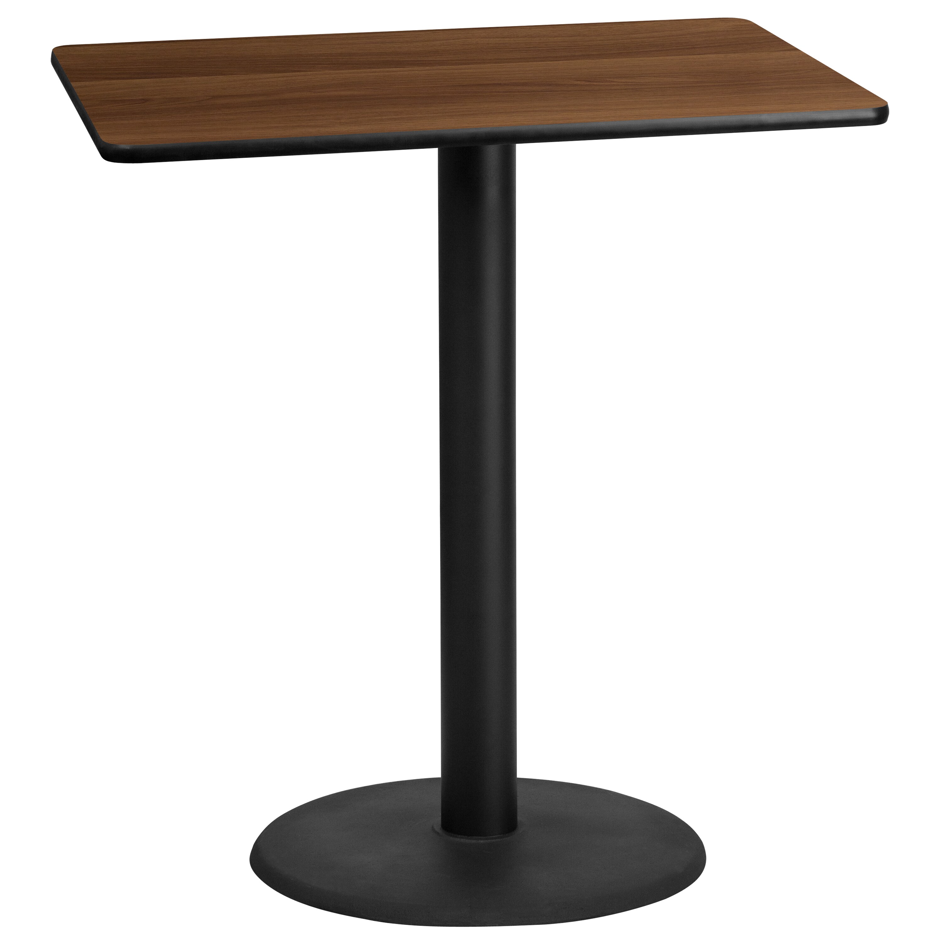 Flash Furniture 889142007869 Walnut Contemporary/Modern Bar Table, Wood veneer with Black Metal Pedestal Base 42-Inches L x 43.13-Inches H
