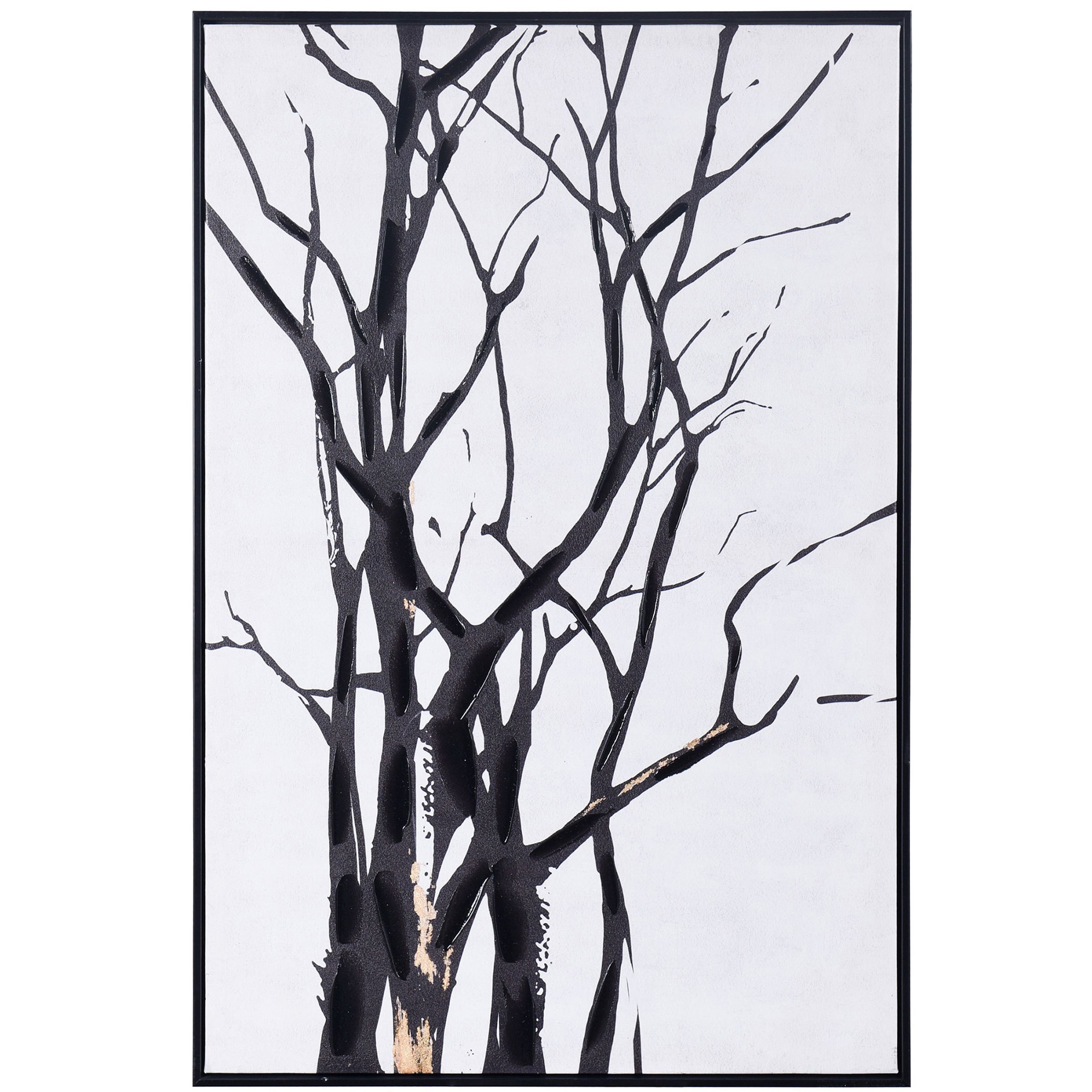 StyleCraft Home Collection WI33874DS Black Framed 35-in H x 24-in W Abstract Canvas Print