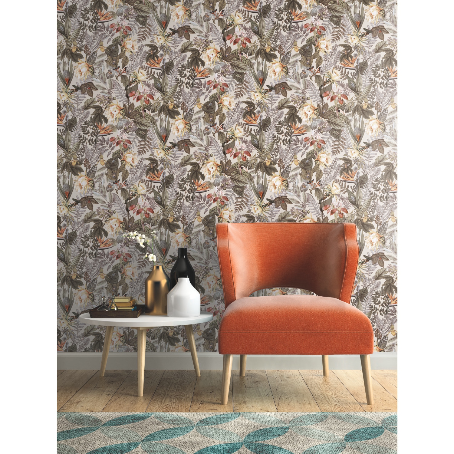 RoomMates RMK11470WP 28.18-Sq. Feet Green Vinyl Floral Self-adhesive Peel and Stick Wallpaper