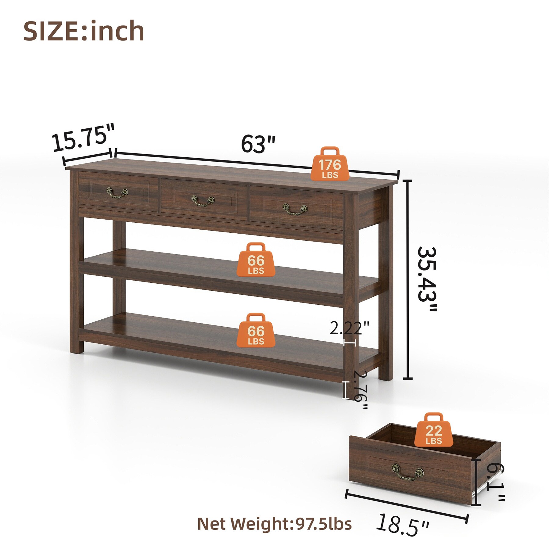 SINOFURN SYA020279BK Console-Sofa-Tables - View #6