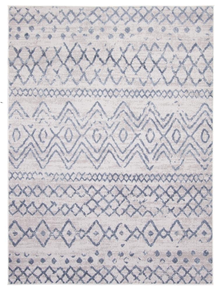ECARPETGALLERY 351726 Astrid 8 x 10 (ft) Loomed Polypropylene Blue Rectangular Indoor Trellis Area rug