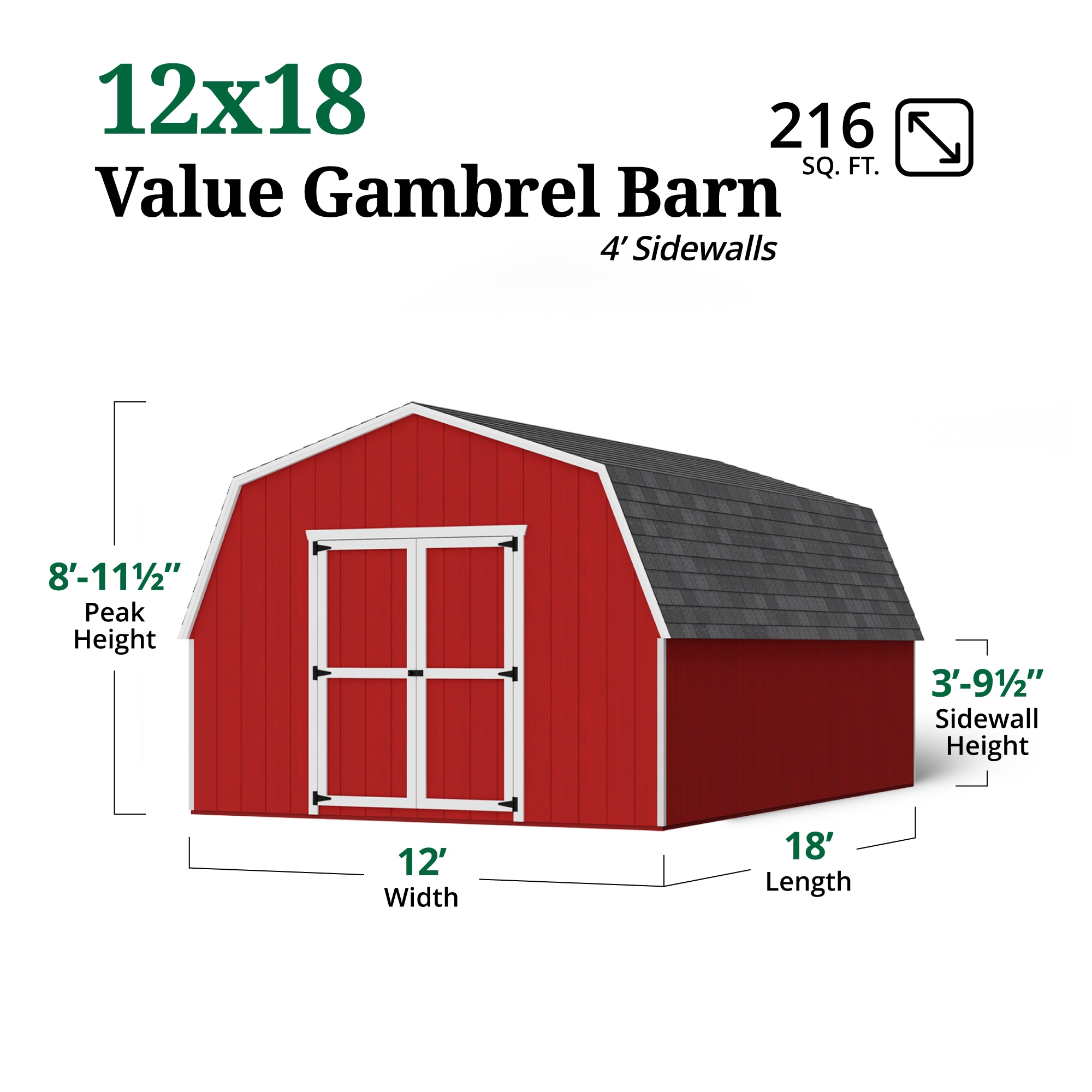 Little Cottage Co 12X18 VGB-4-PC Wood-Storage-Buildings - View #3