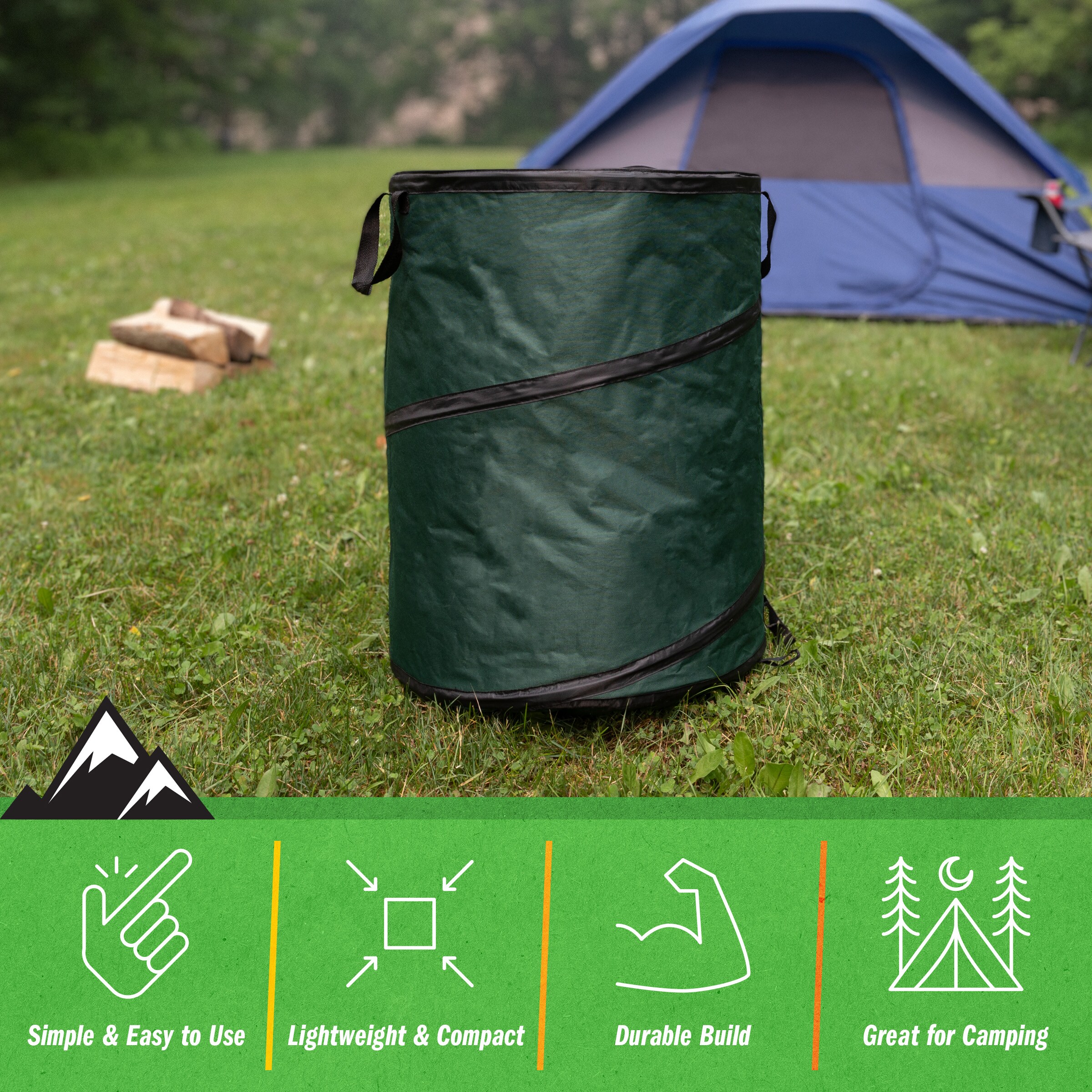 Birdrock Home 30 gal. Green Collapsible Lawn and Leaf Camping Waste Bag