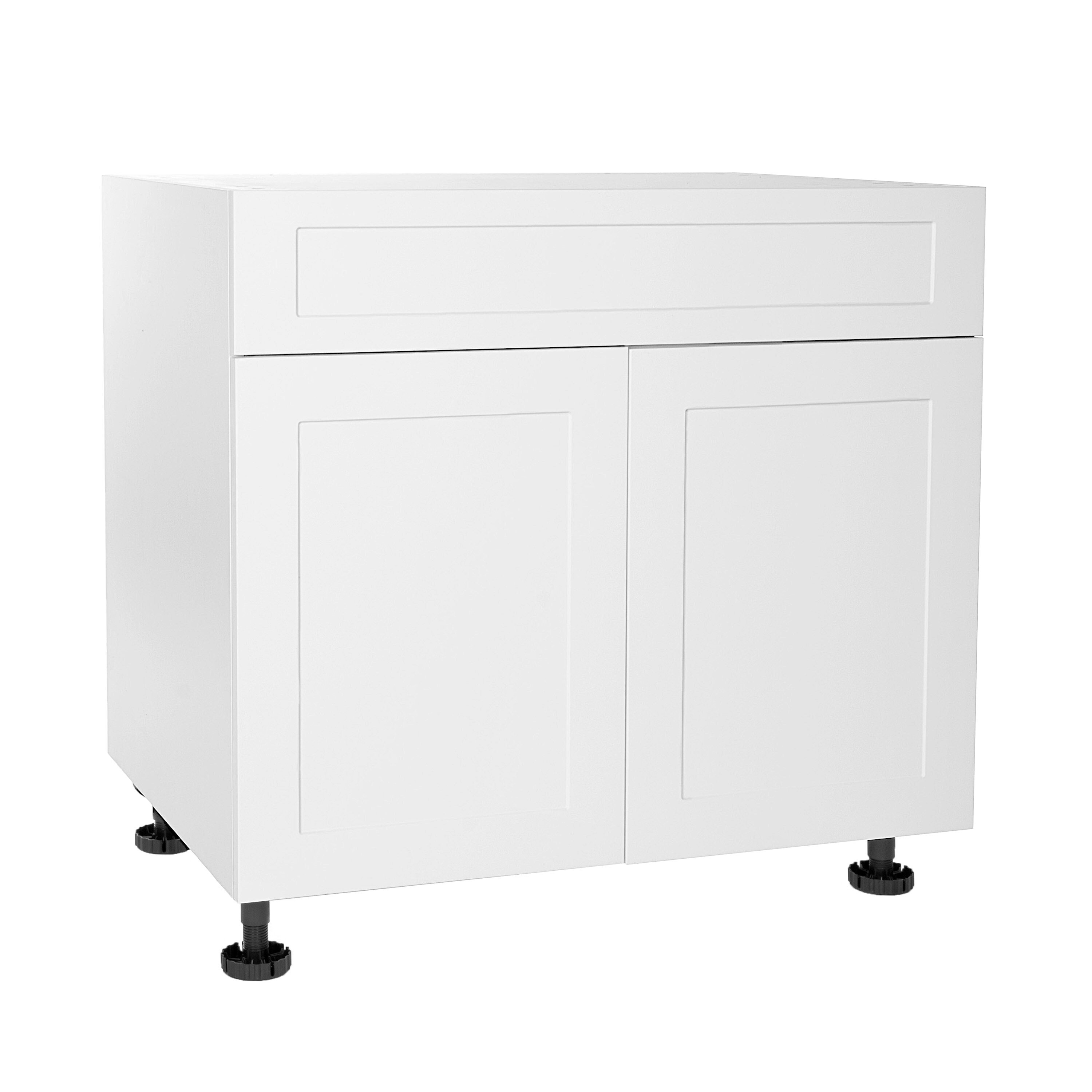 Cambridge SA-BUS36-SW 36-in W x 34.5-in H x 24-in D Shaker White Sink Base Ready To Assemble Cabinet (Flat Panel Shaker Door Style)
