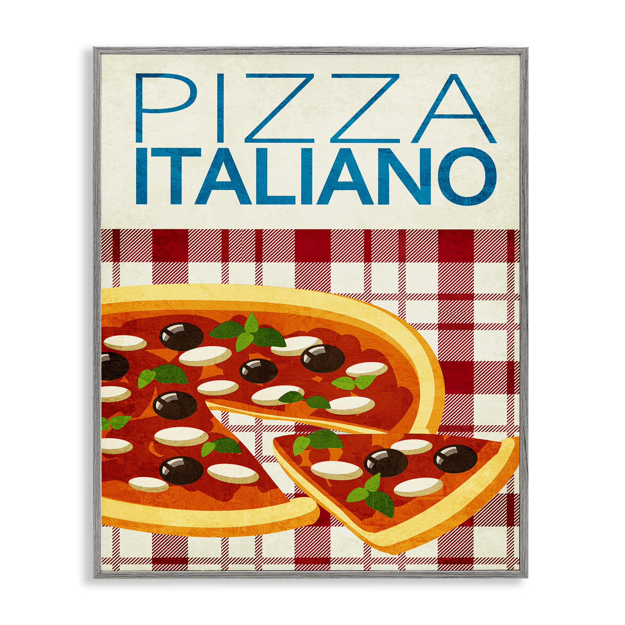 Stupell Industries BS-475-GFF-16X20 Classic Pizza Italiano Gray Framed Giclee Art By Kim Allen 16 x 20