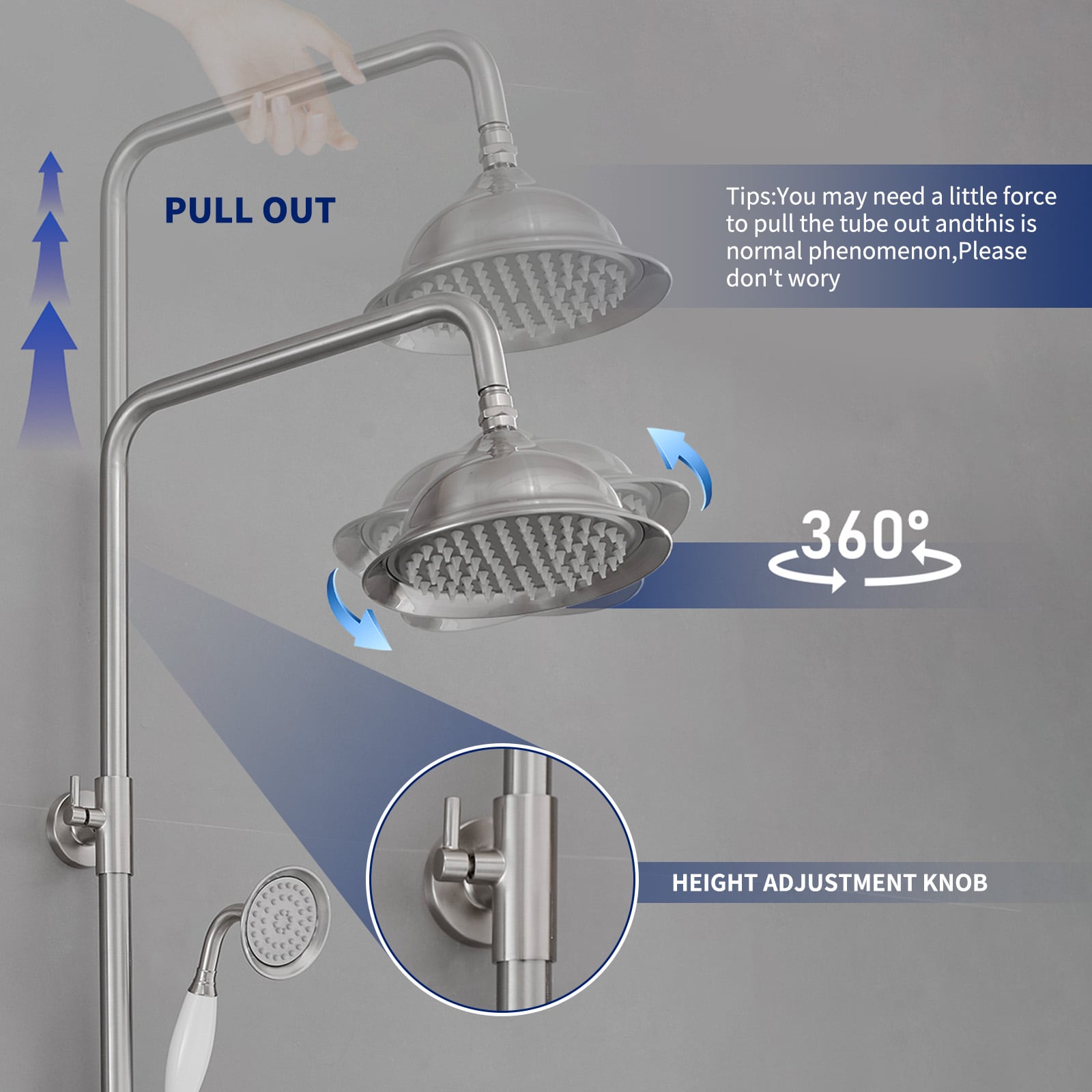BWE A-98023-S-N Showerhead-Bar-Panels - View #2