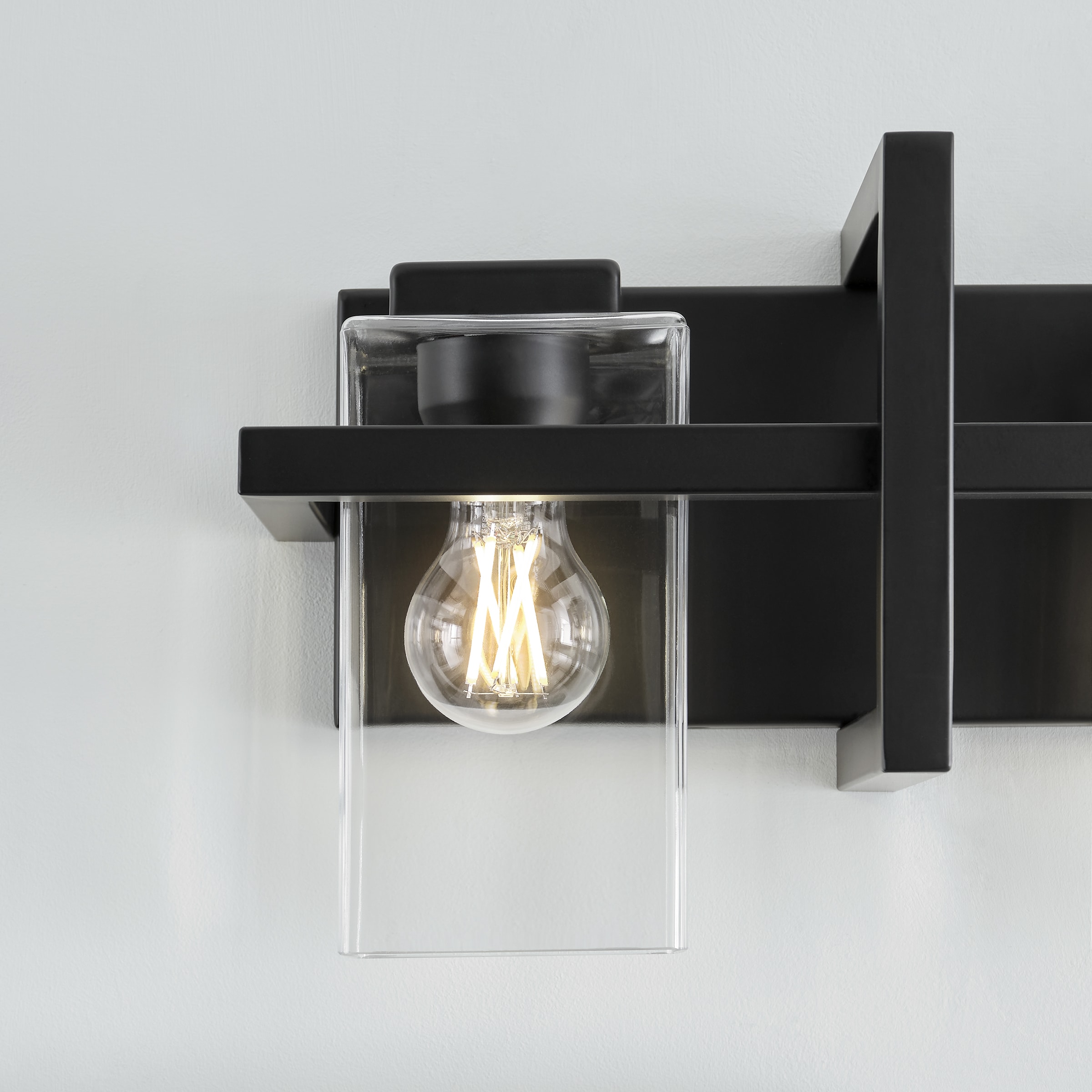Mitte Midnight Black 3-Light Industrial Bath Vanity with Clear Glass