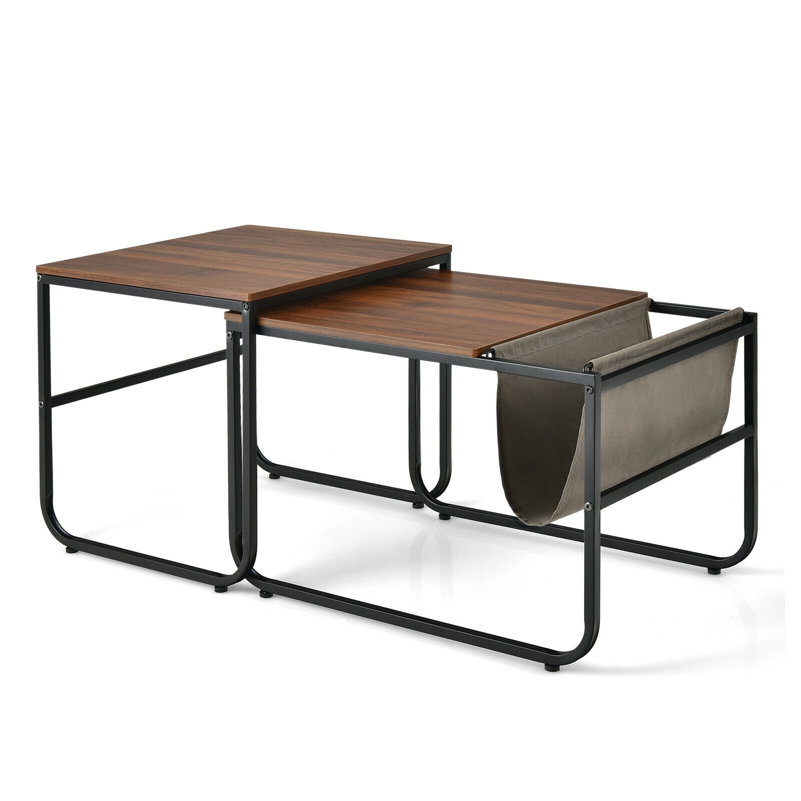 Forclover HYFC-246CF Set of 2 Nesting Coffee Tables with Side Pocket