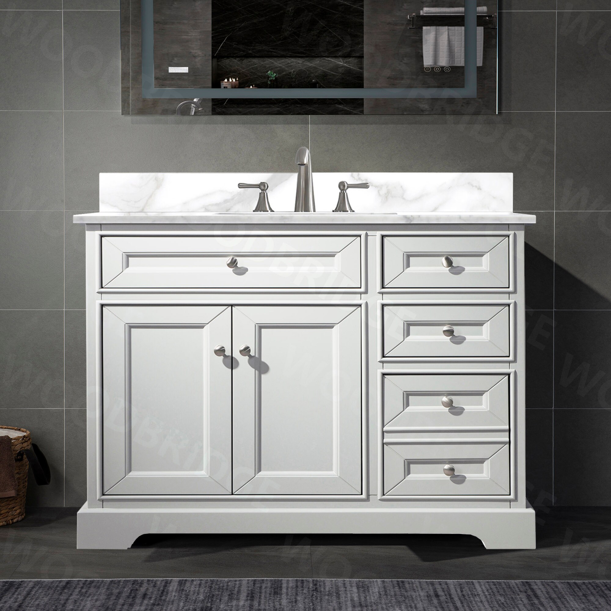 Woodbridge 42-in White with Nickel Trim Undermount Single Sink Bathroom ...