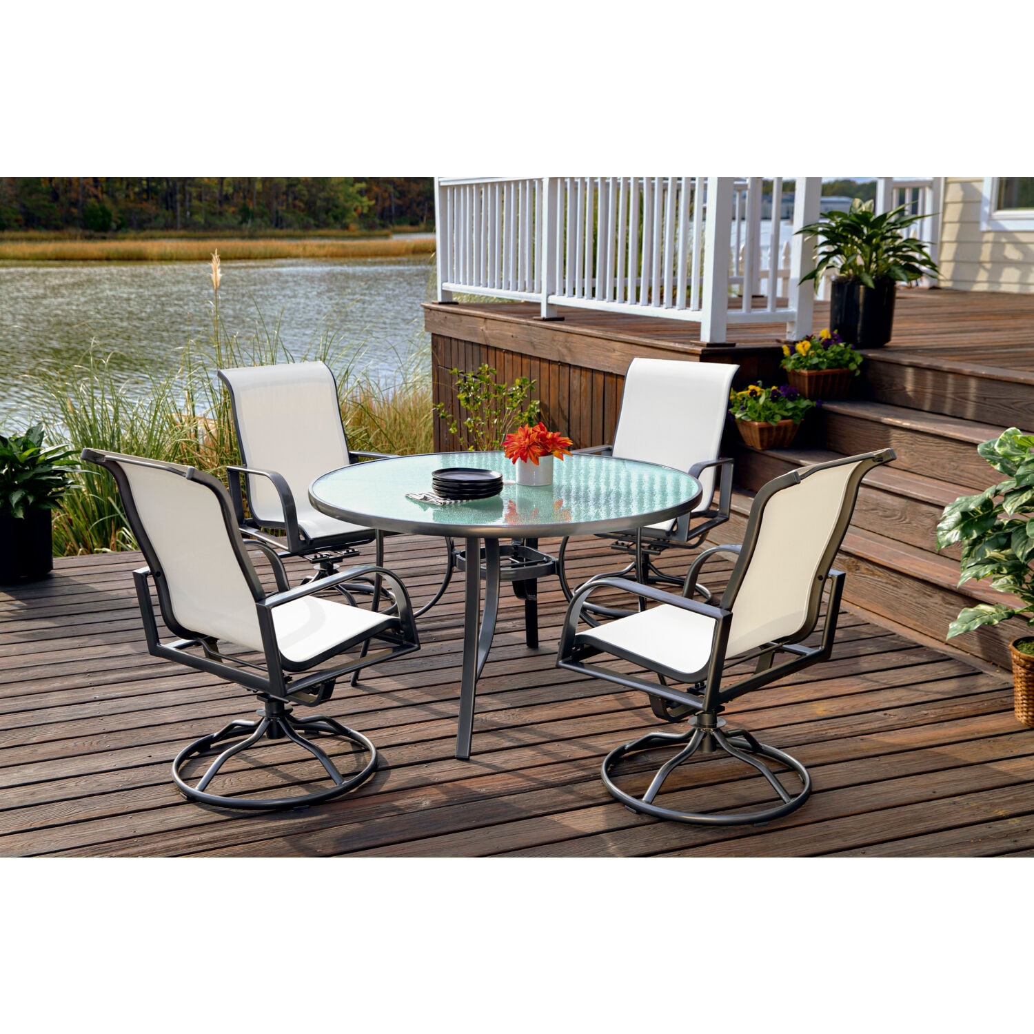 Hanover PHOEDN5PCSWSQ-WHT Patio-Dining-Sets - View #6