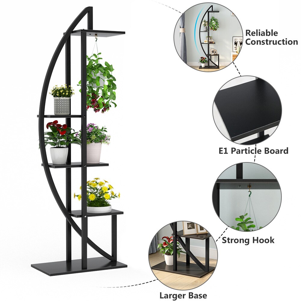 White Home Use Tribesigns 5-Tier Plant Stand Pack of 2 or Balcony Patio Multi-Purpose Curved Display Shelf Bonsai Flower Plant Stand Rack for Garden 