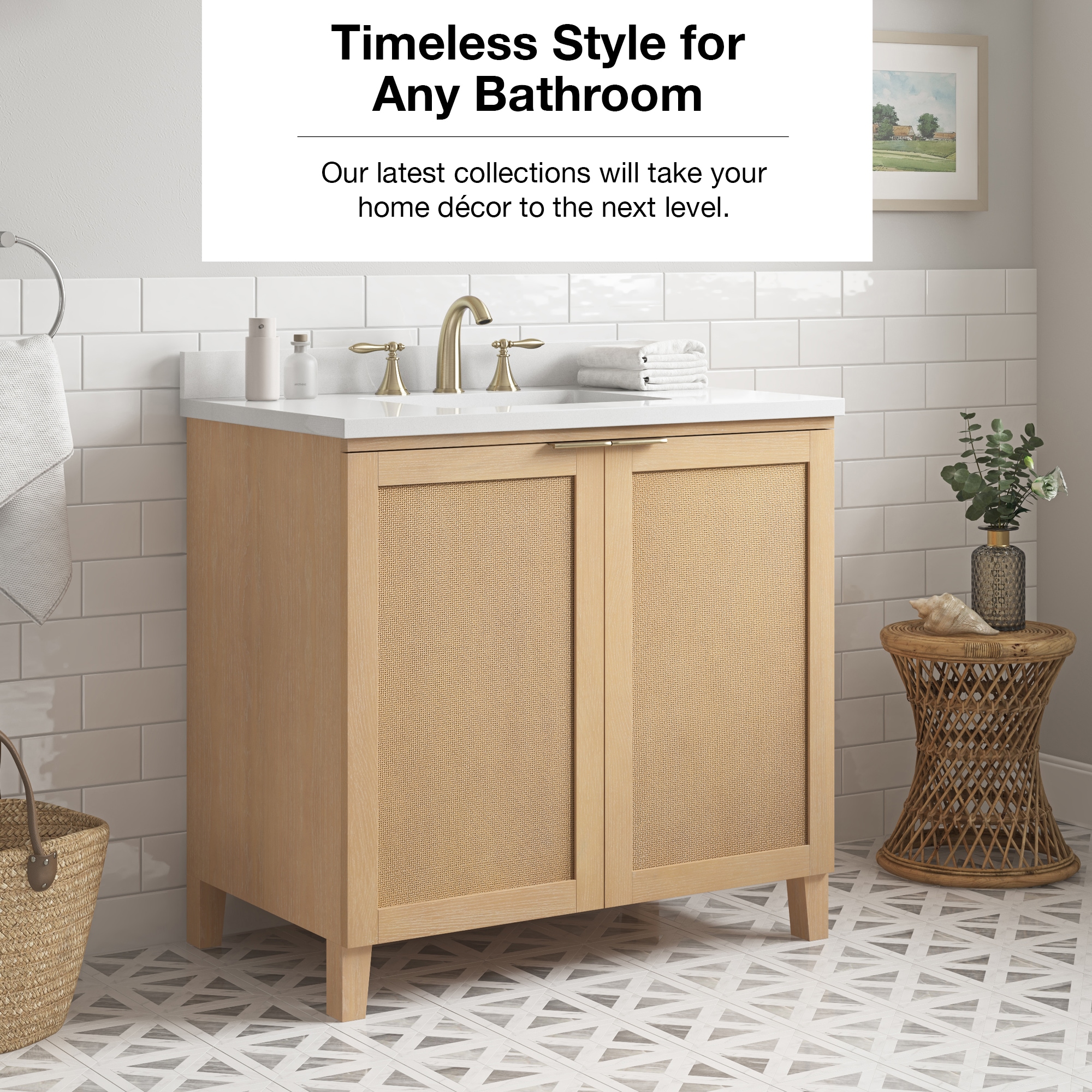 Macy 36" Rustic Ash Bathroom Vanity with White Sink