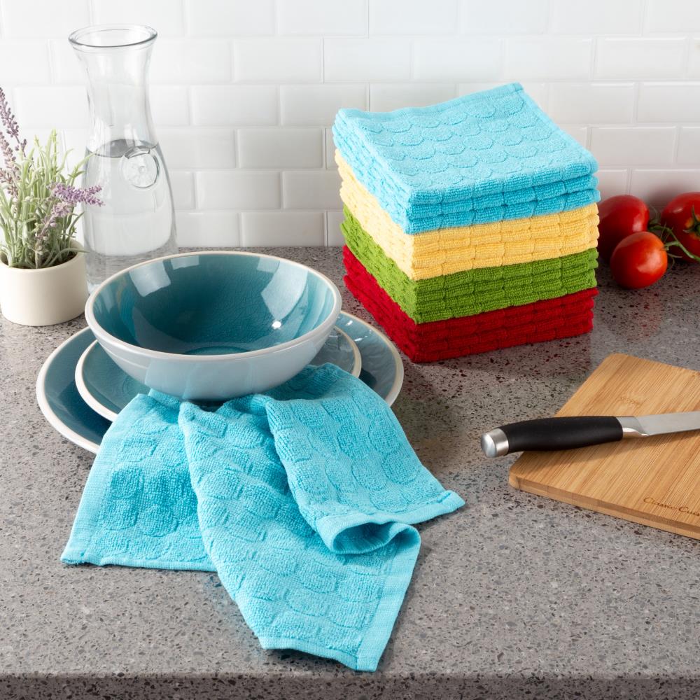 Dish Towels For Kitchen Cotton Towels Tea Rags Washing Teal Clothes 8 Pack,  NEW