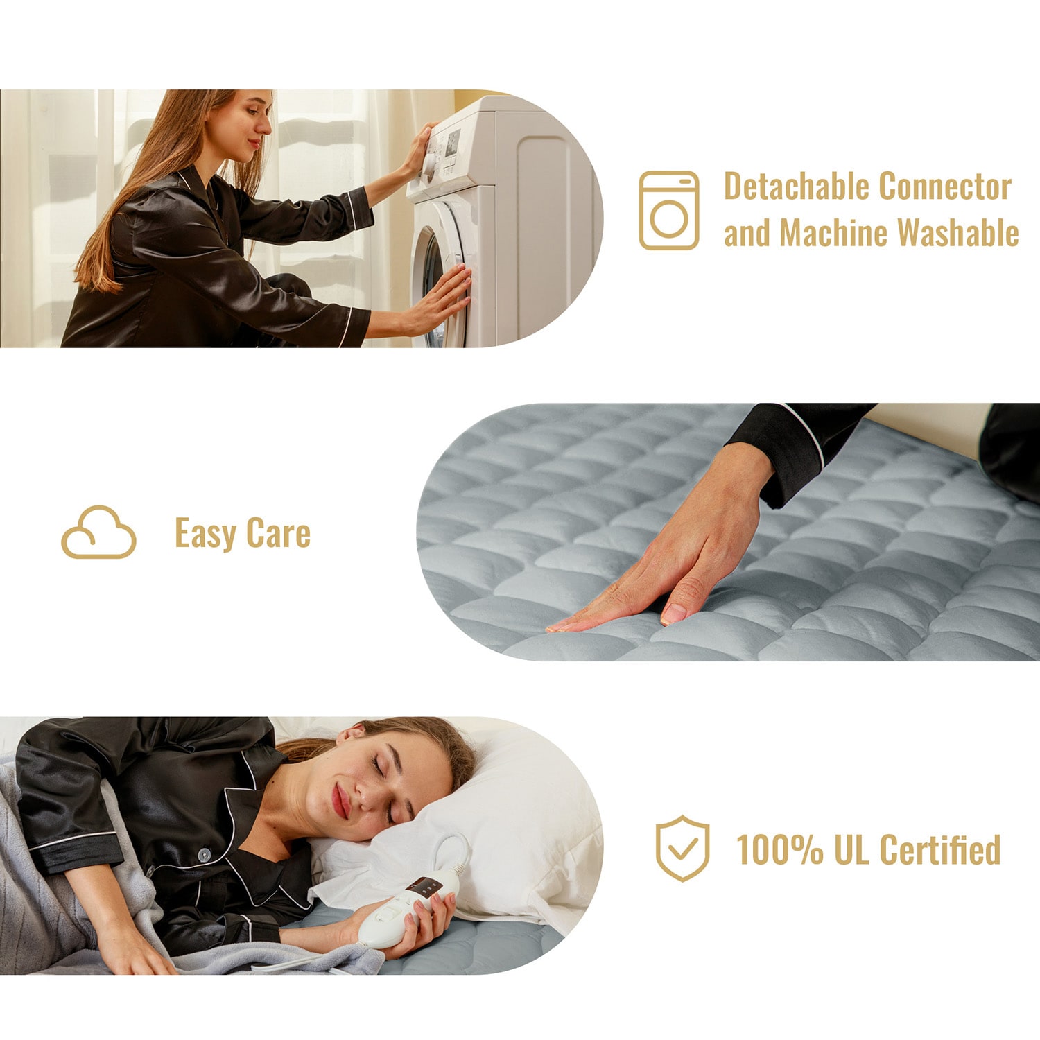 JEAREY Heated Mattress Pad 21-in D Polyester Queen Hypoallergenic Mattress  Cover in the Mattress Covers & Toppers department at