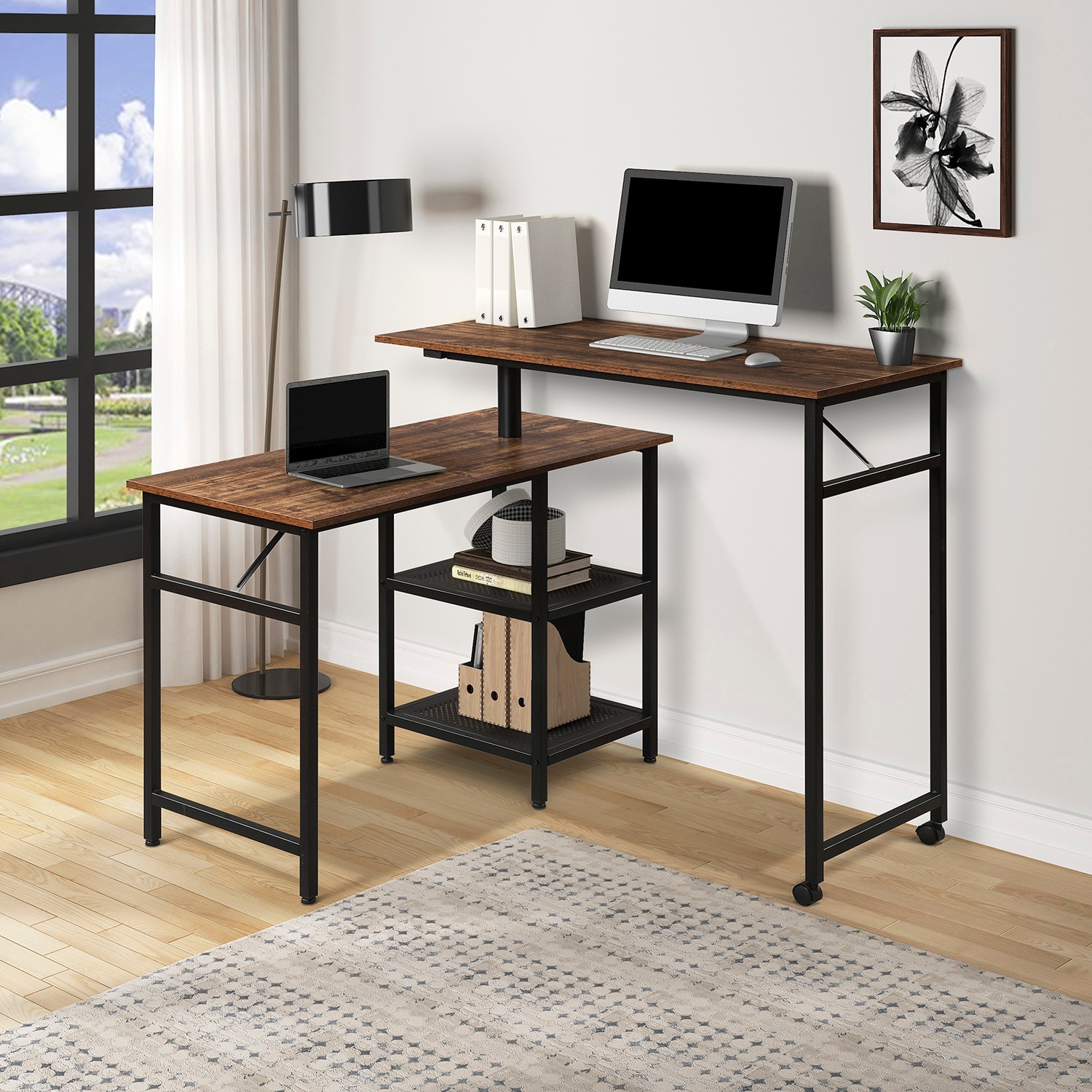 Mondawe 19.6-in Brown Modern/Contemporary Computer Desk in the Desks ...