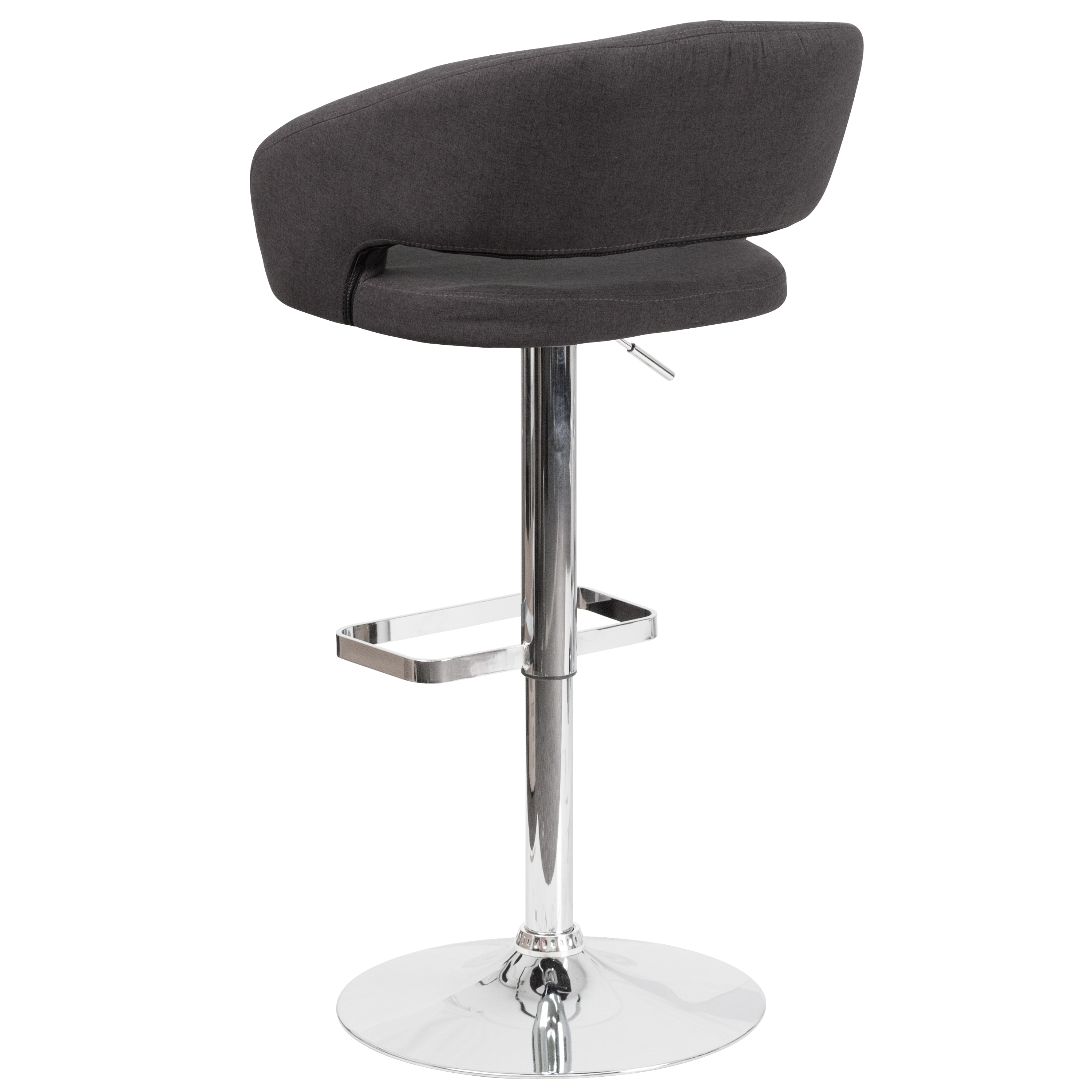 Erik Modern Black Fabric Adjustable Swivel Barstool with Chrome Base