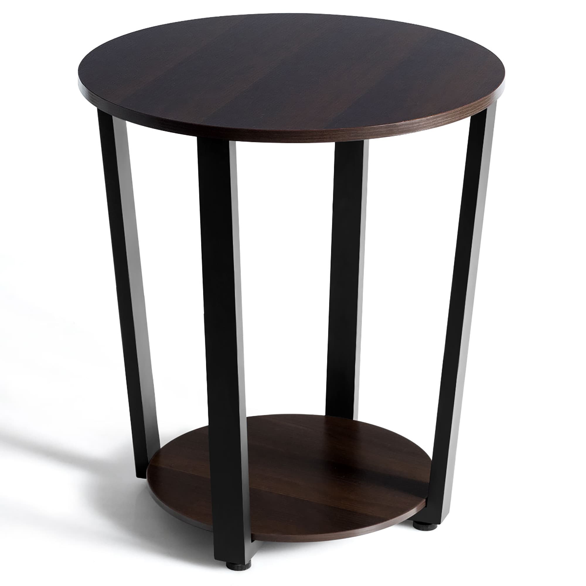 Costway SXL00080 19.5-in W x 22.5-in H Walnut Composite Round Industrial End Table with Storage Assembly Required