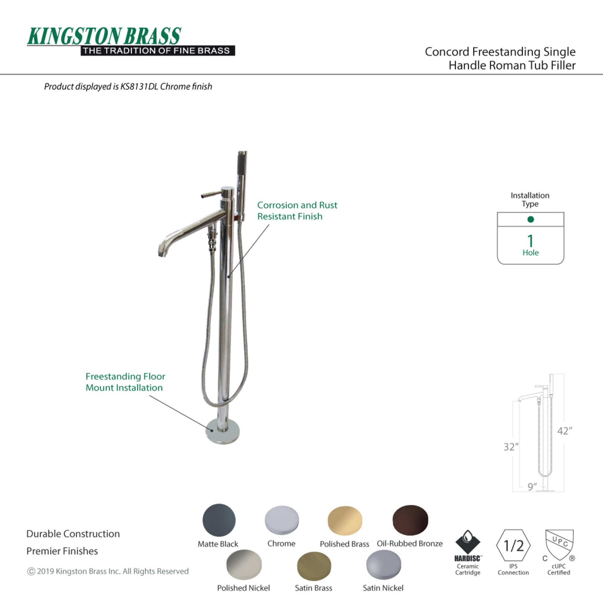 Kingston Brass WLKS8135DL Roman-Tub-Faucets - View #3