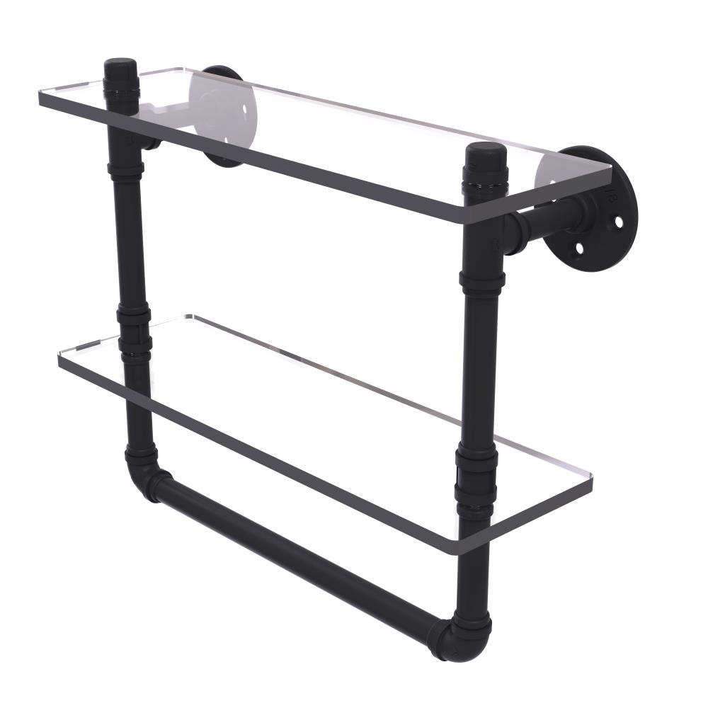 Allied Brass P-430-16-DGSTB-BKM Pipeline Matte Black 2 -Tier Metal Wall mount Bathroom Shelf ( 16-in x 13.2-in x 5-in )