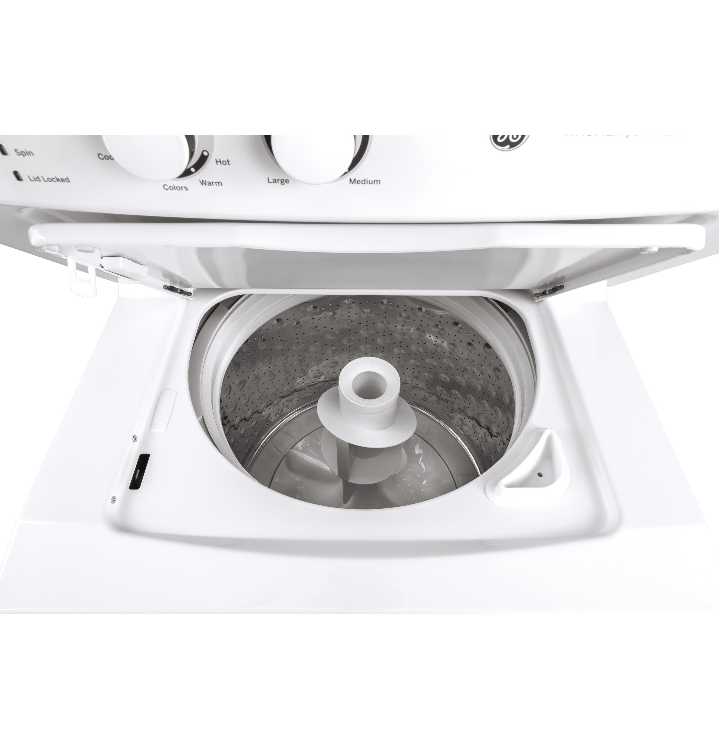 GE Gas Stacked Laundry Center with 3.8-cu ft Washer and 5.9-cu ft Dryer