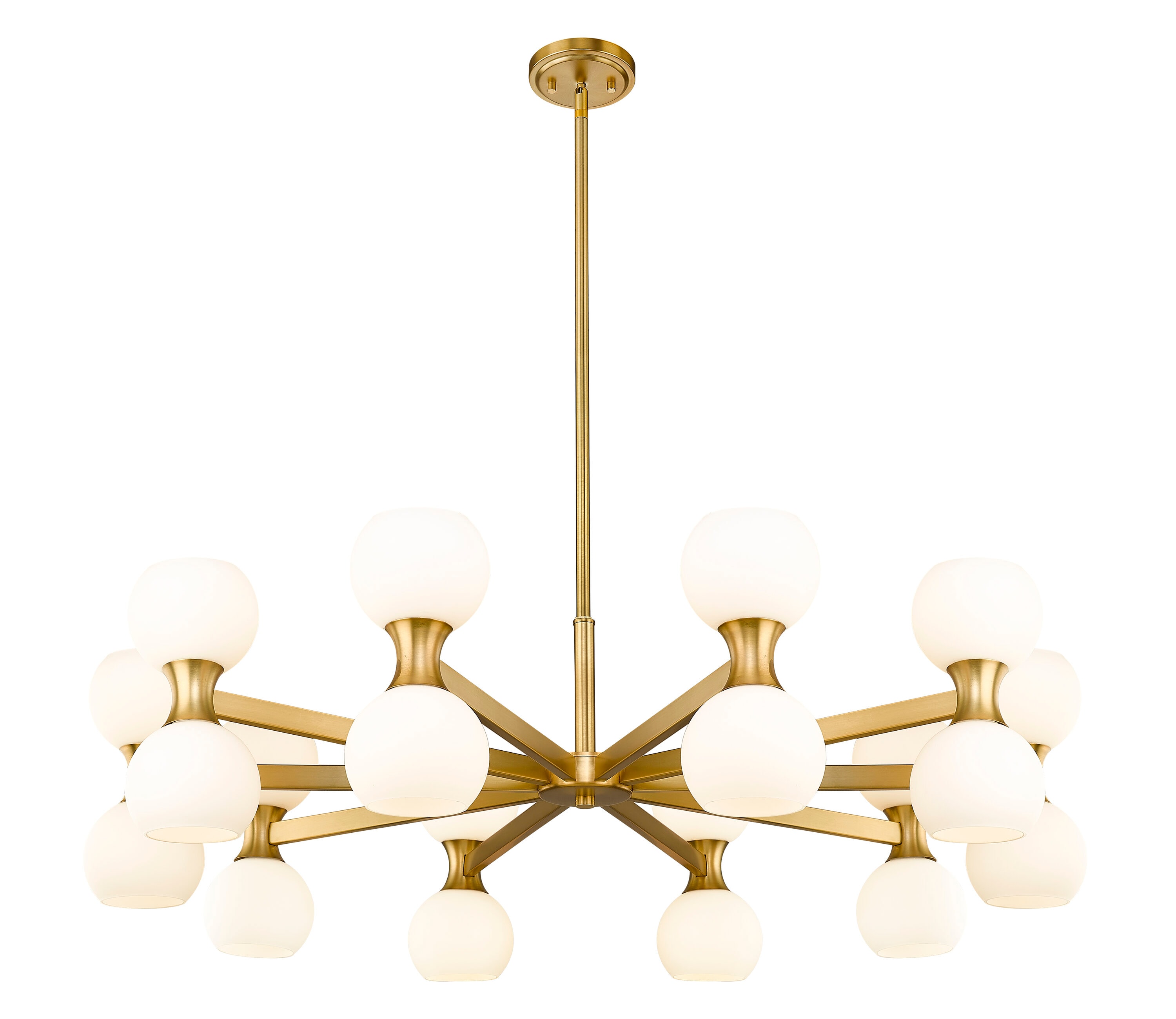 Artemis 42'' Gold Chandelier with Opal Glass Shades