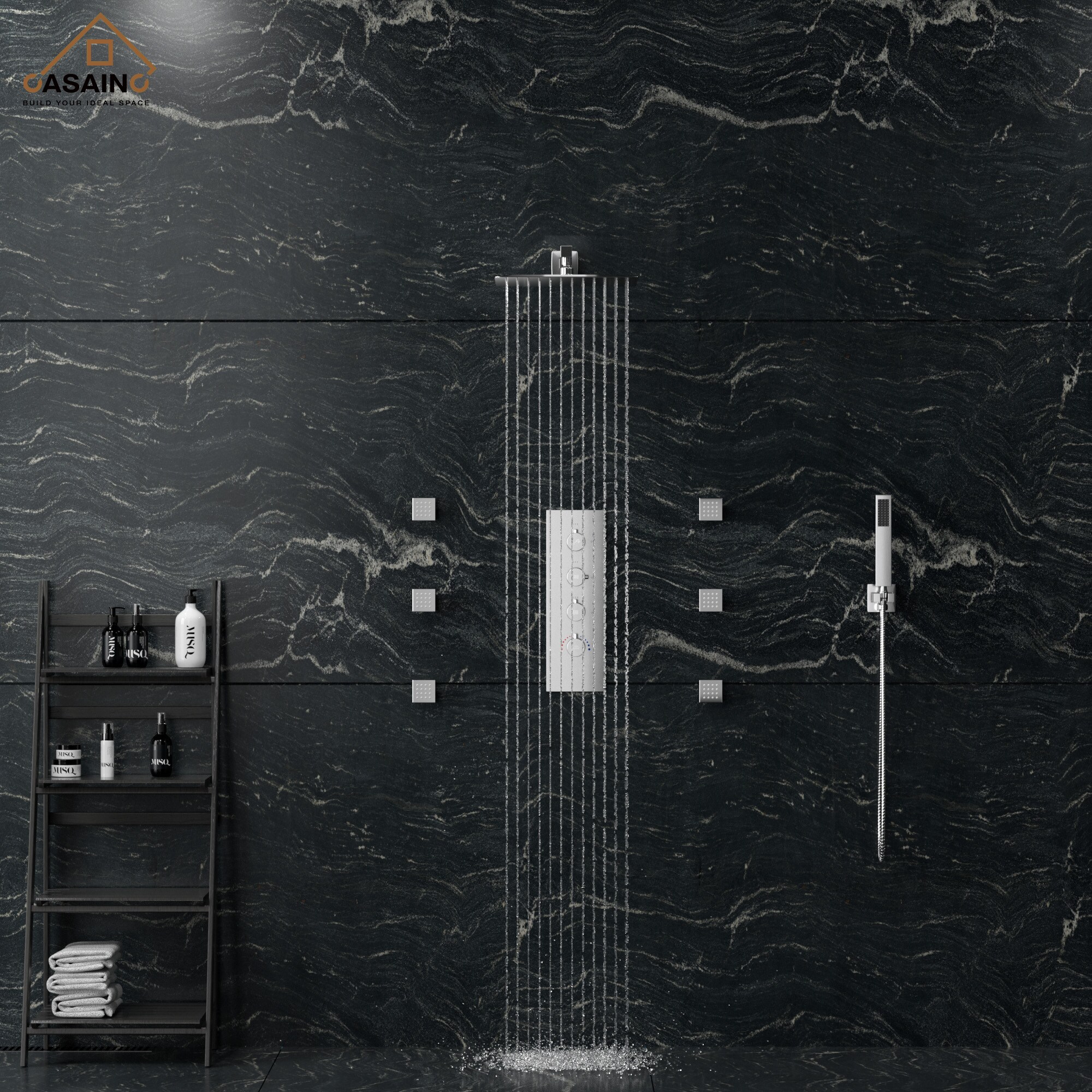 CASAINC CS6077-BN Showerhead-Bar-Panels - View #6