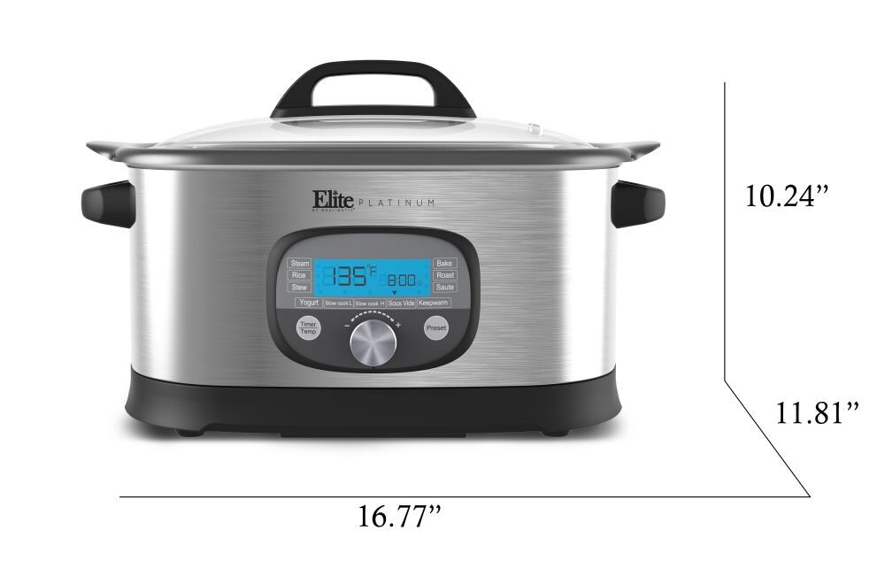 Elite Platinum Digital Slow Cooker, Stainless Steel, 8.5 Quart