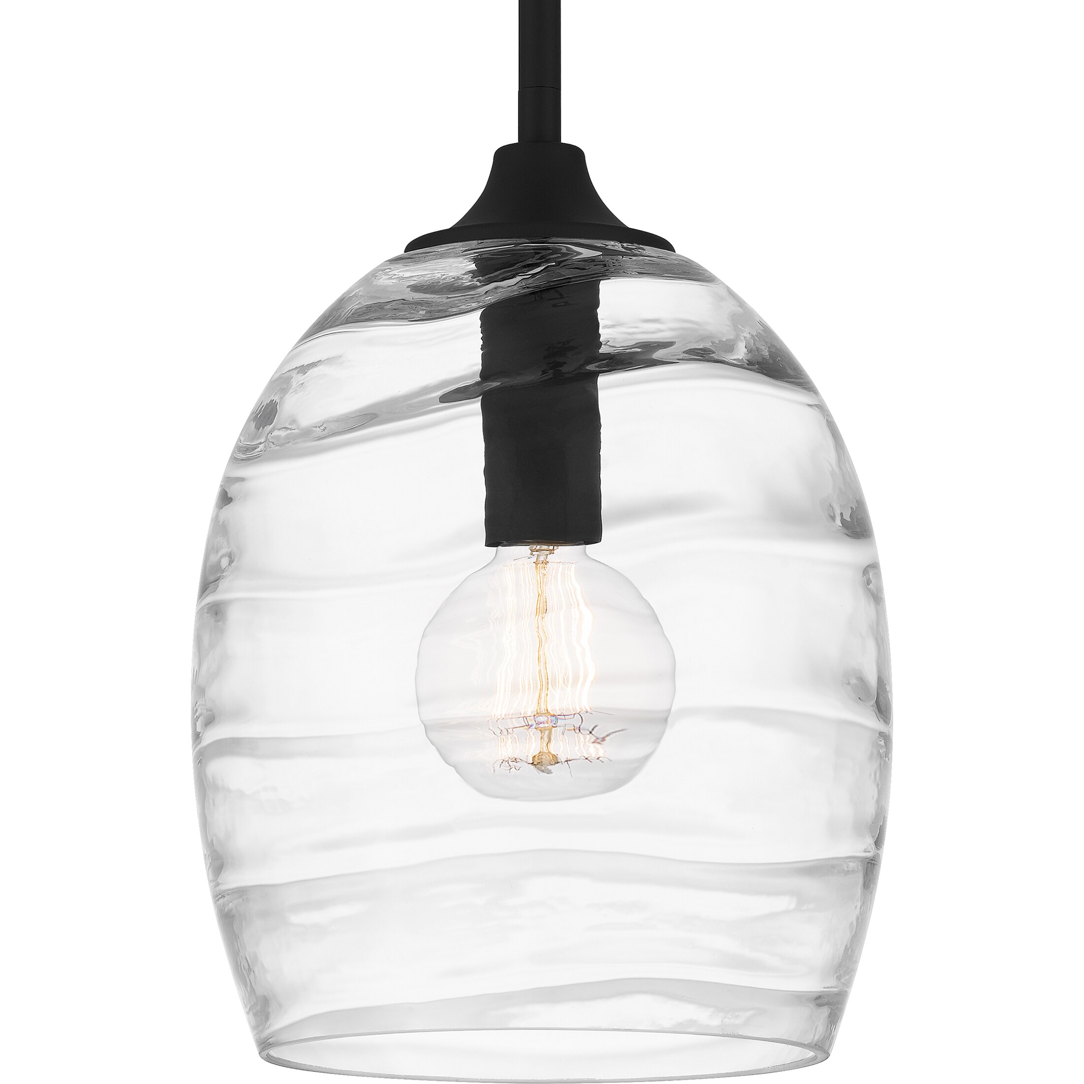 Matte Black Glass Indoor/Outdoor Pendant Light