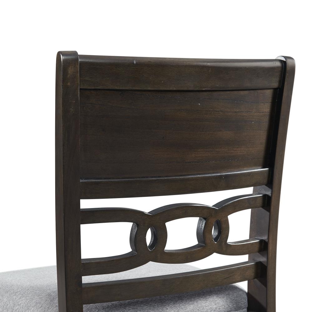 Walnut Counter Height Dining Set with Gray Upholstered Chairs