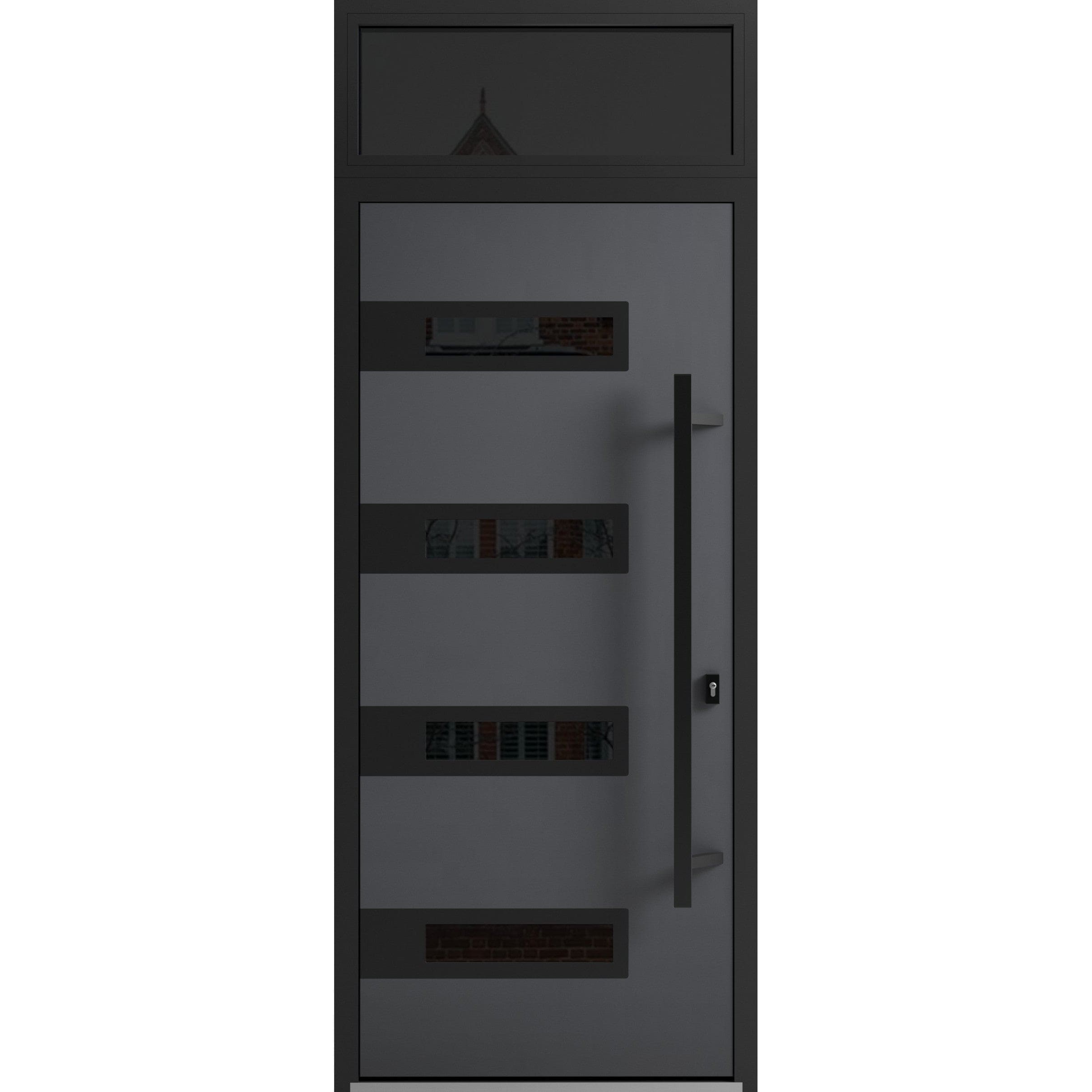 Vdom doors VDOMDOORS RONEX0131 Exterior Prehung Steel Door with Transom Grey 36-in x 96-in Left-hand inswing