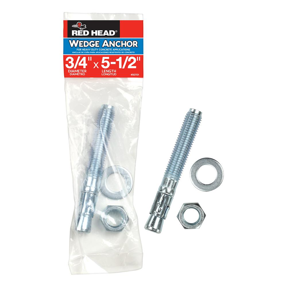 Red Head 50701 3/4-in x 5-1/2-in Concrete Wedge Anchors (