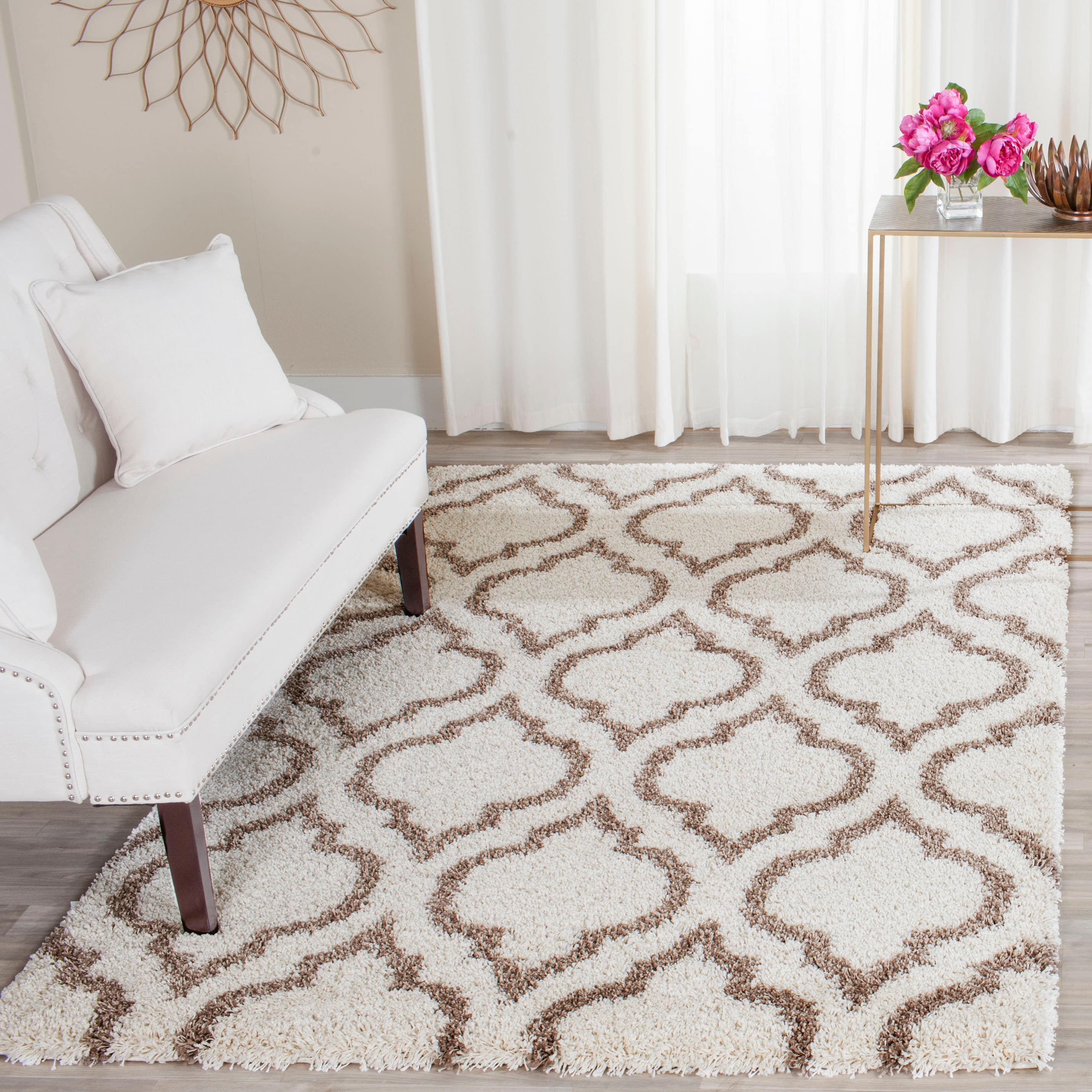 Safavieh SGH284D-8 Hudson Tensas Shag 8 x 10 (ft) Loomed Polypropylene Ivory/Beige Rectangular Indoor Trellis Area rug
