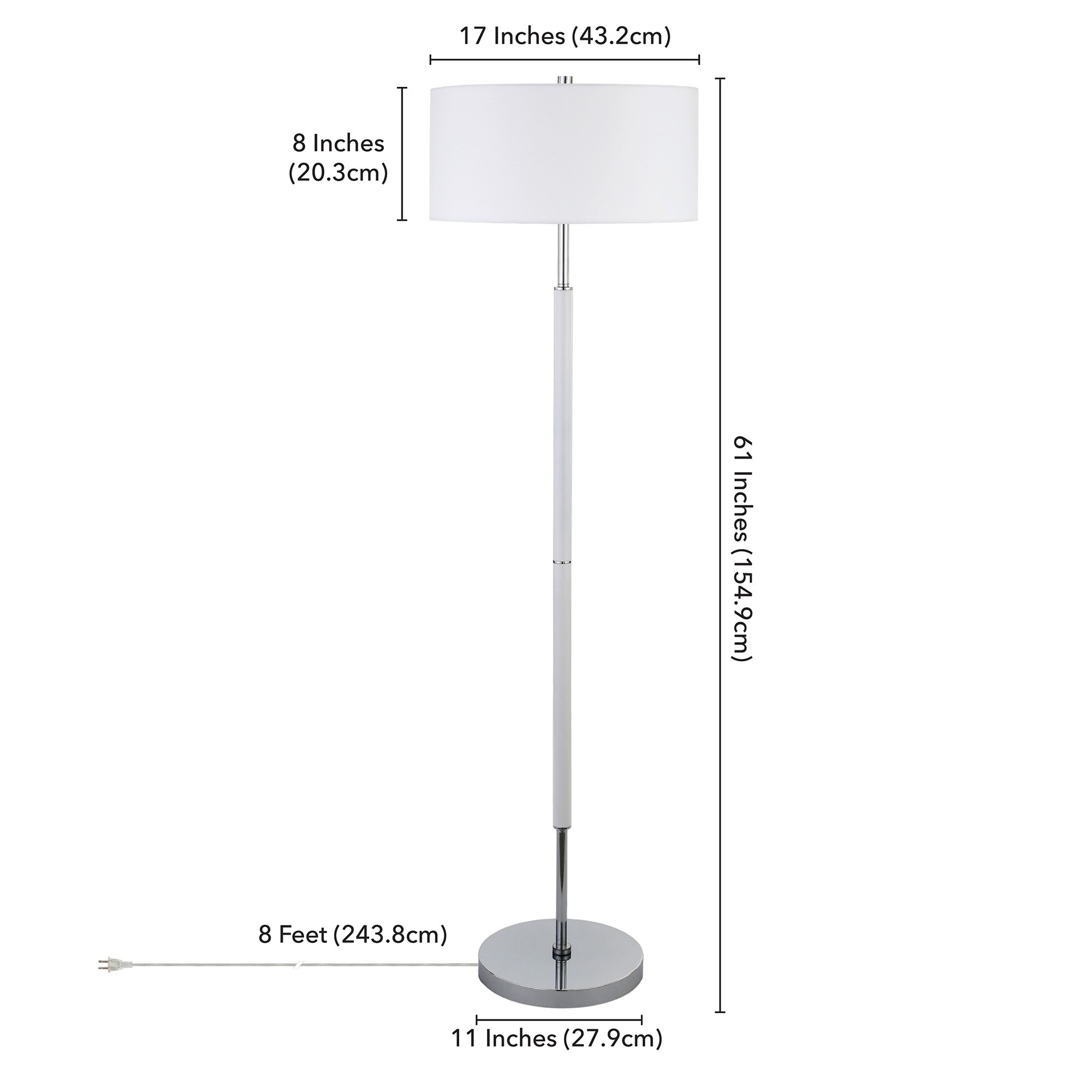 Matte White and Polished Nickel Floor Lamp with Linen Shade