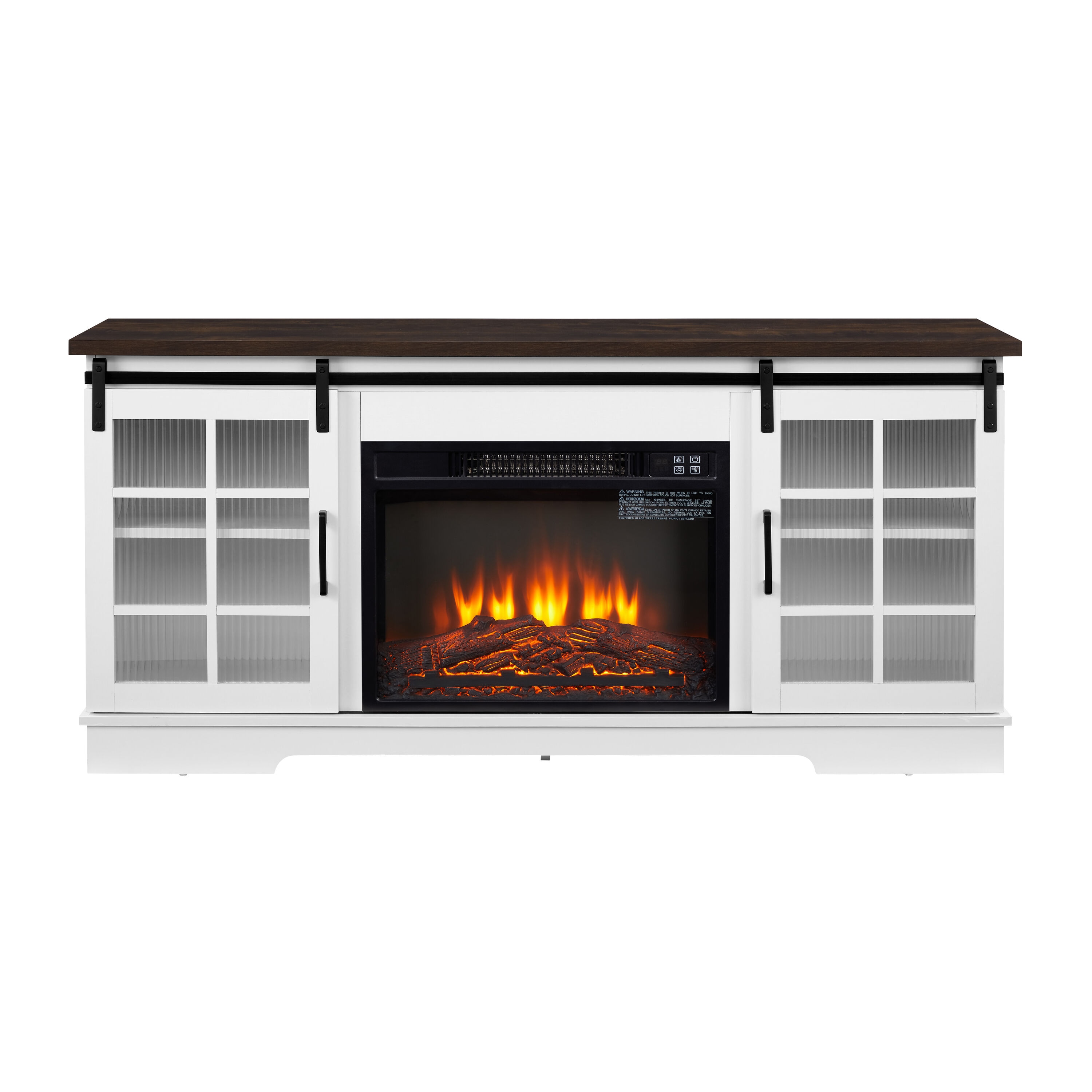 Kahomvis CEM-QP1092-643 59.11-Inches W White TV Stand with Infrared quartz Corner or flat wall Electric Fireplace
