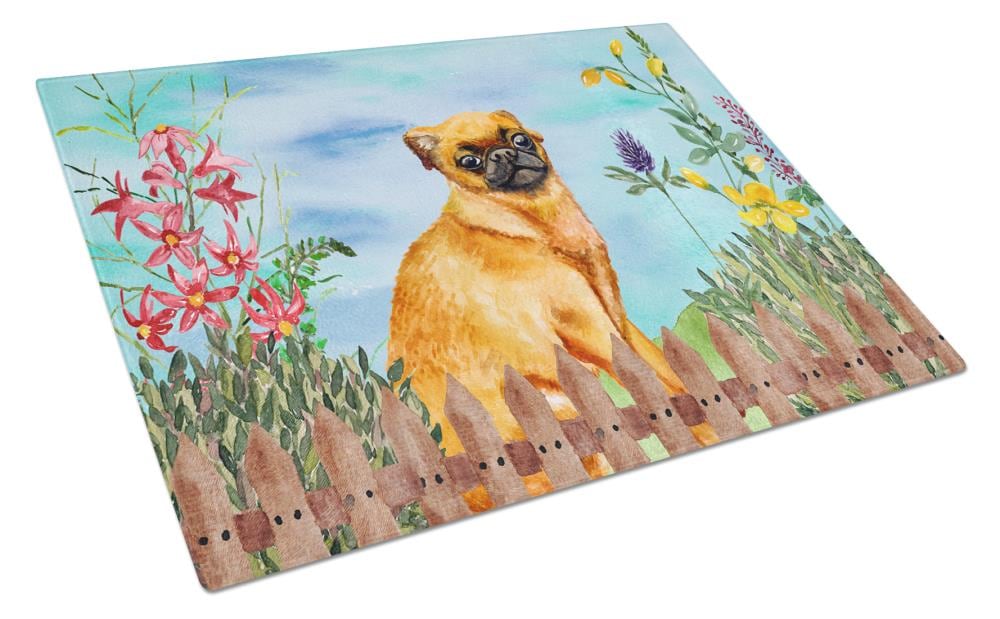 Caroline's Treasures CK1229LCB Springtime Dog 11.25-in L x 15.75-in W Glass Cutting Board