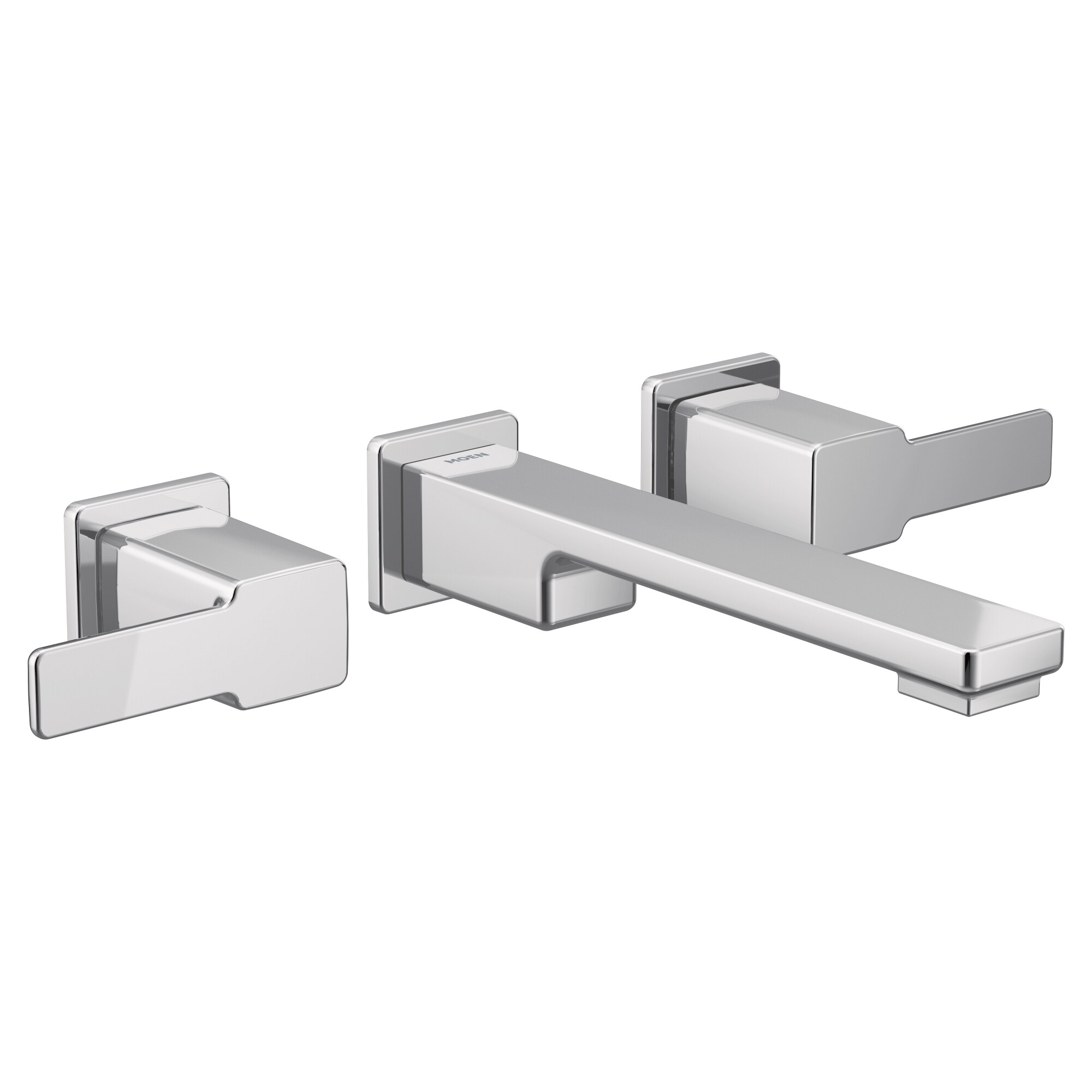 Chrome Wall Mounted Modern Widespread Bathroom Faucet
