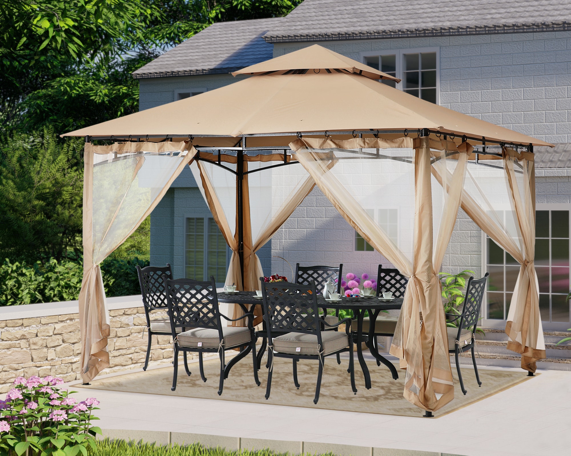 ABCCANOPY GHG-1111DPNT-KHAKI Wood-Resin-Gazebos - View #6