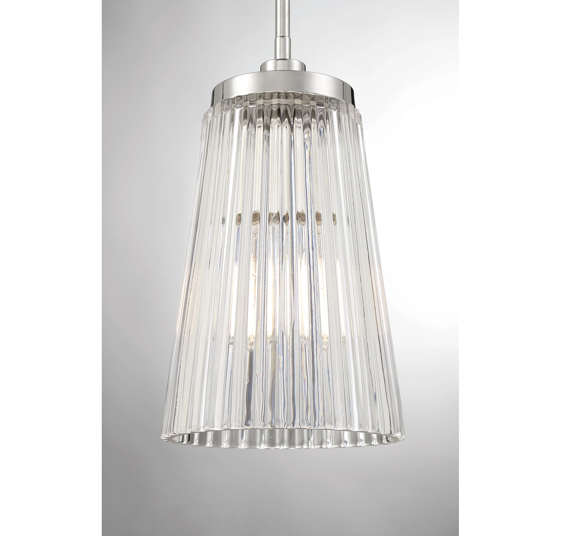 Chantilly Polished Nickel Vintage Glass Pendant Light