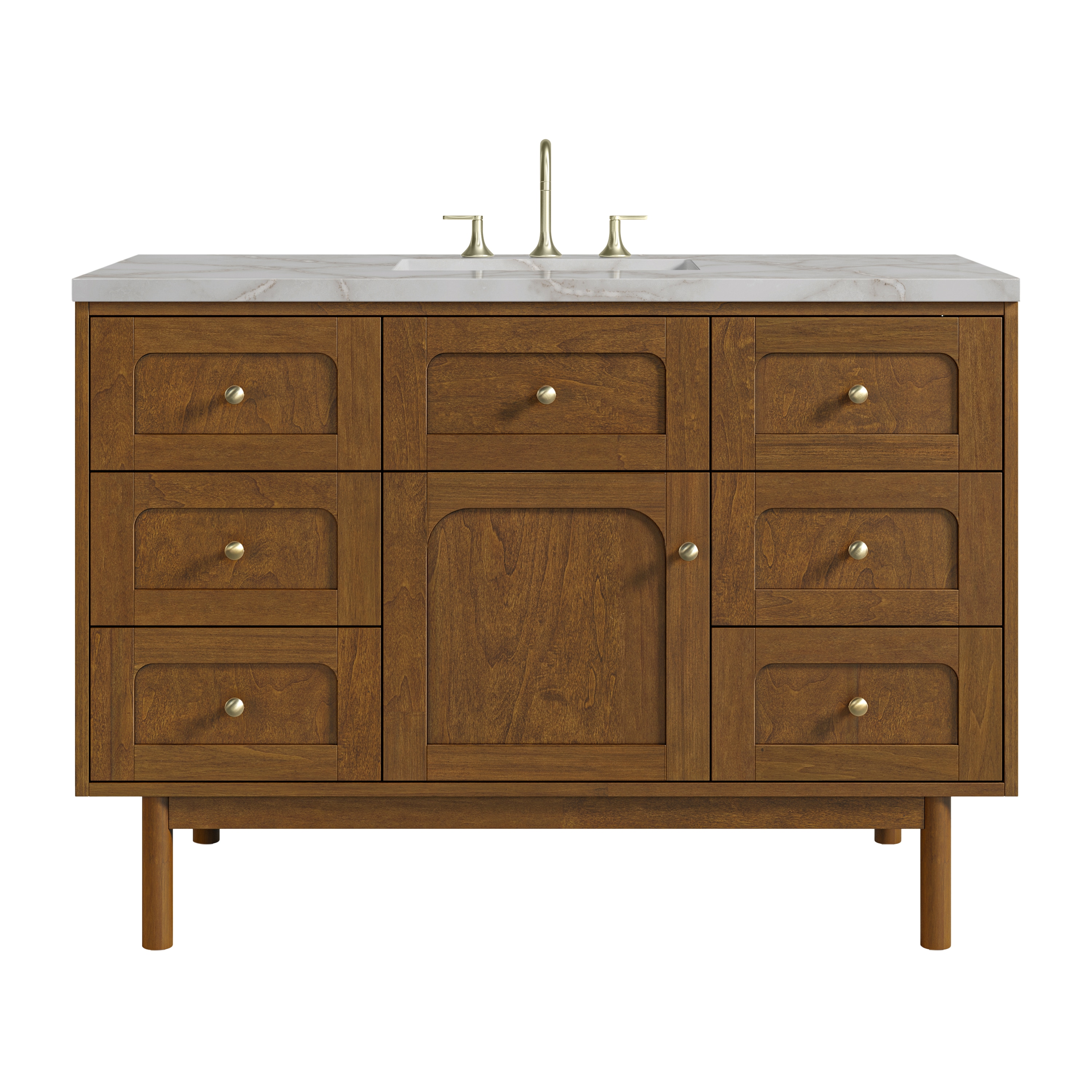James Martin Vanities Laurent 48-in Honey Oak Undermount Single Sink Bathroom Vanity with Victorian Silver Quartz Top