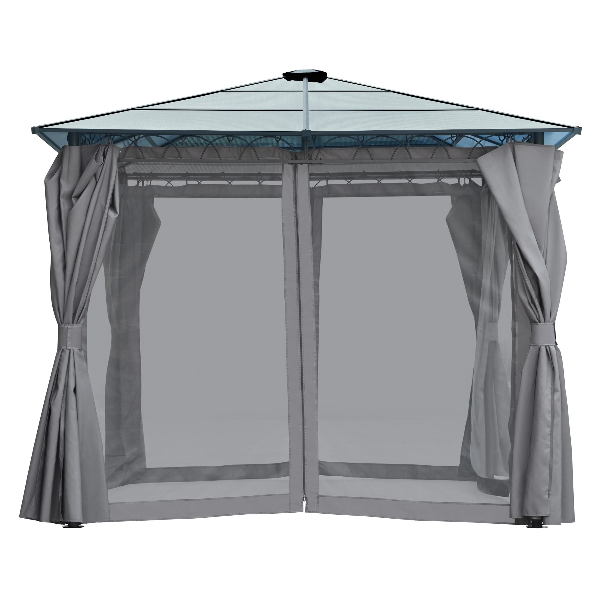 SINOFURN SYA010483BN 10-ft x 10-ft Gray Square Semi-permanent Gazebo with Hardtop Roof (Screen Included)