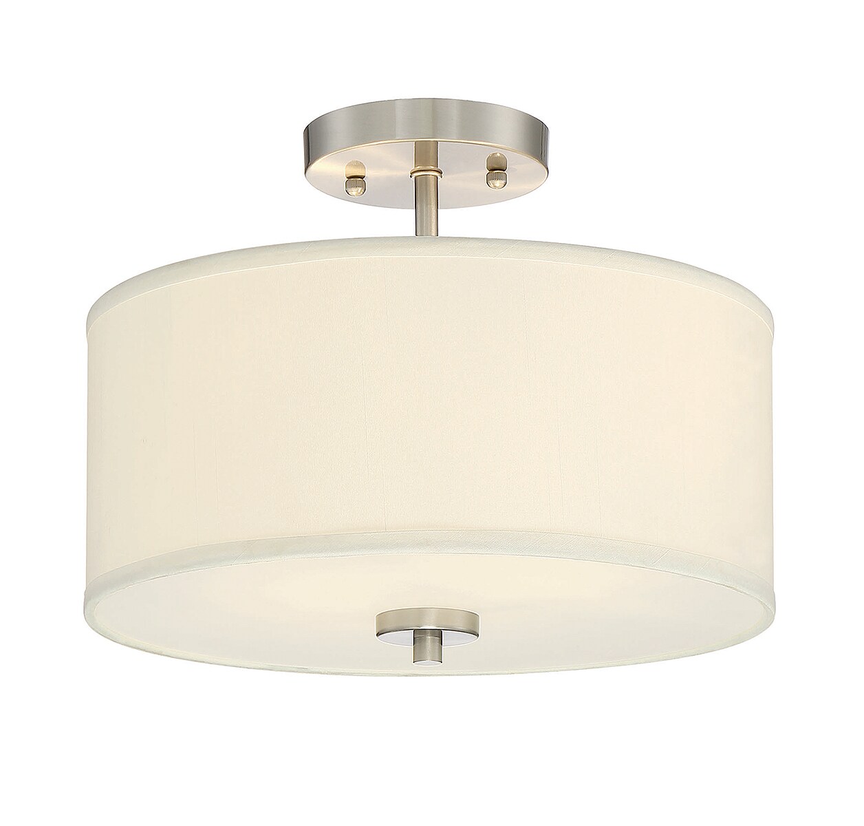 Brushed Nickel 2-Light Drum Semi-Flush Ceiling Fixture
